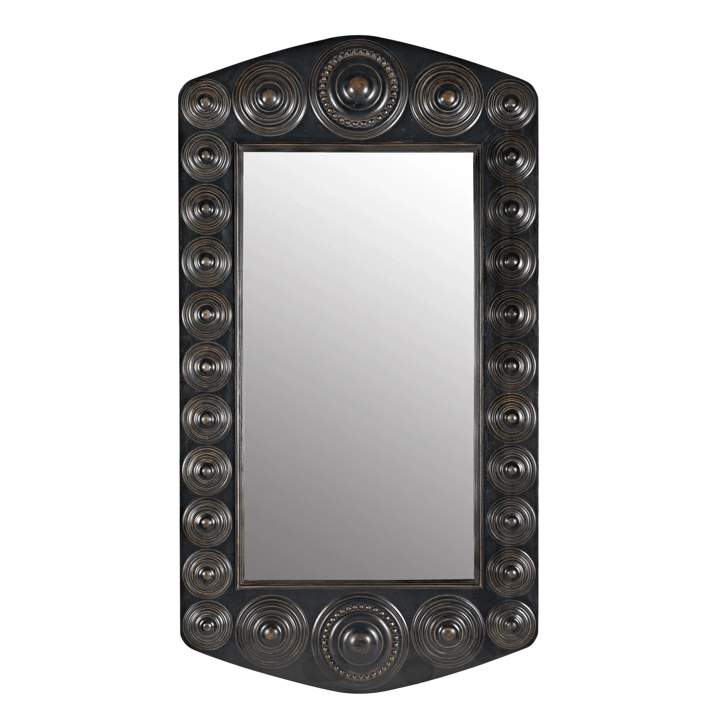 Nanna Mirror, Hand Rubbed Black with Light Brown Trim - Remutear