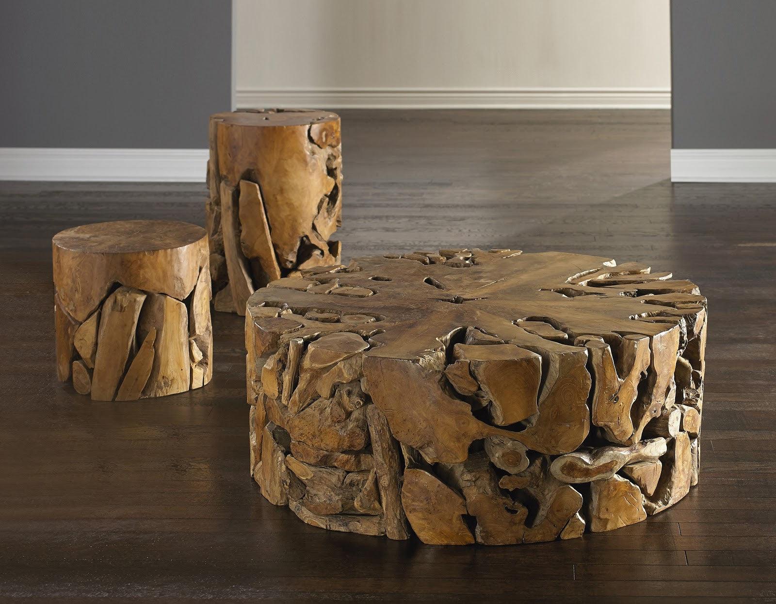 Teak Slice Stool, Round - Remutear