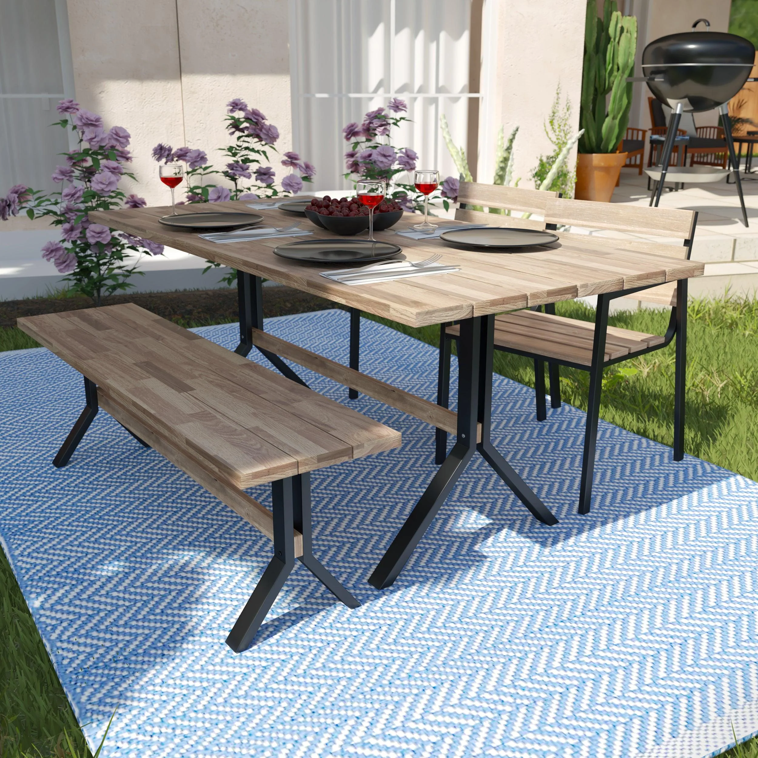 Standlake Slatted Outdoor Dining Table - Remutear