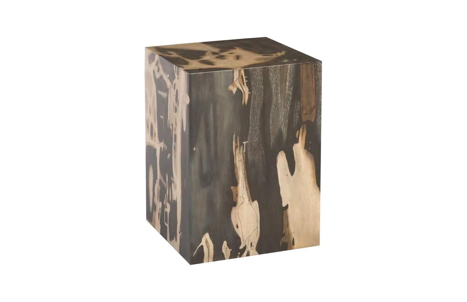 Cast Petrified Wood Stool, Resin, Square - Remutear