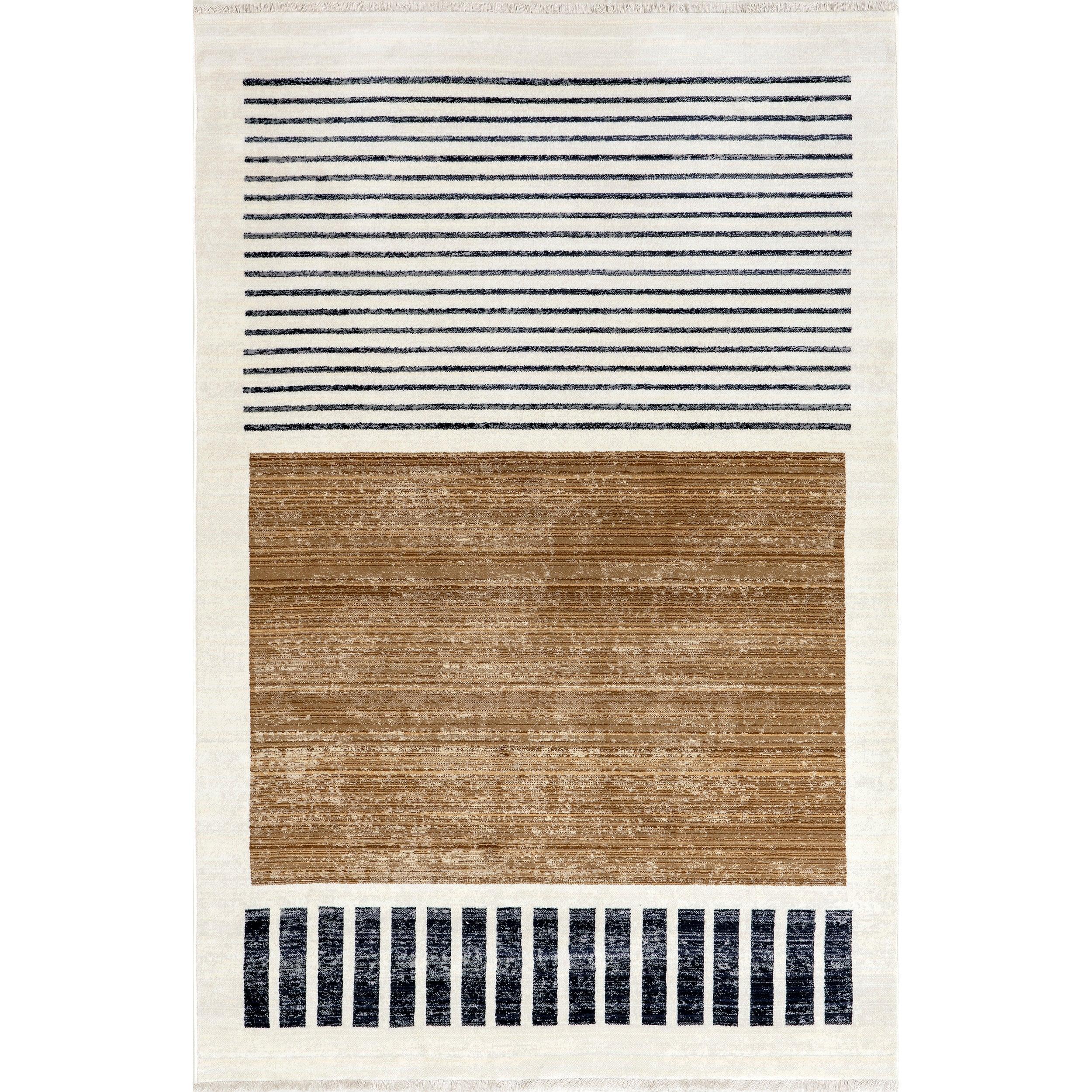 Keeva Modern Striped Fringe Area Rug - Remutear