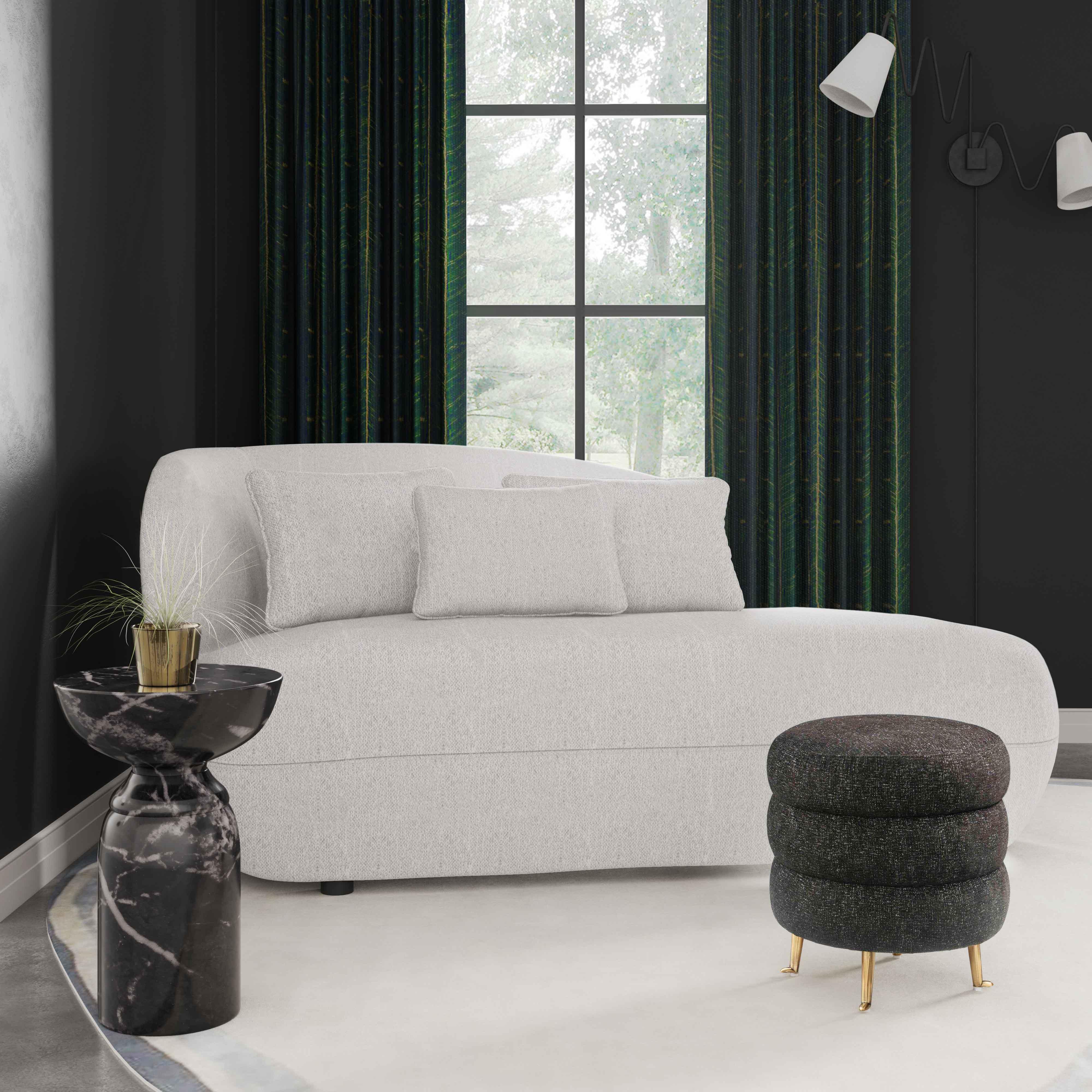 Galet Grey Velvet Chaise - Remutear