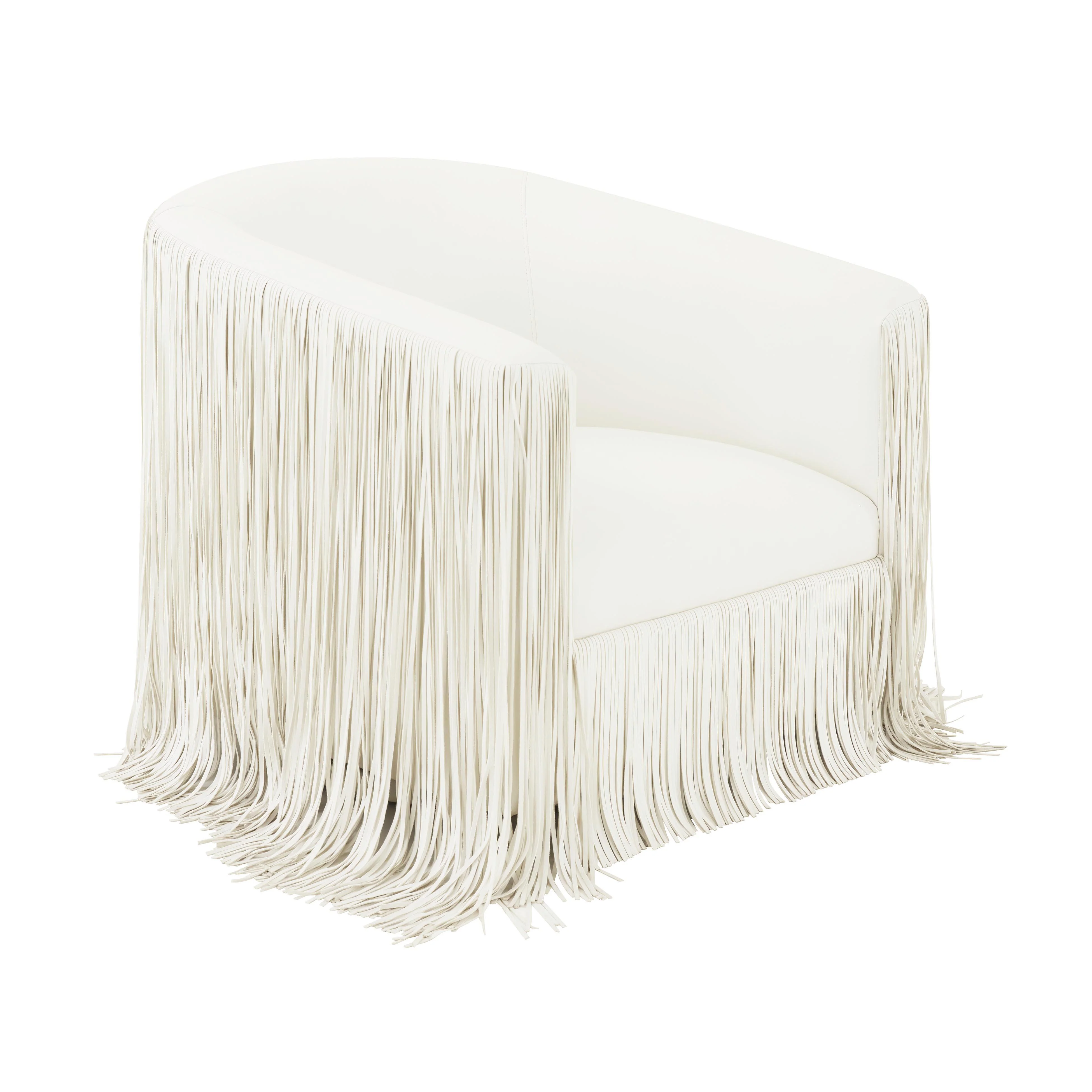 Shag Me Ivory Vegan Leather Swivel Chair - Remutear
