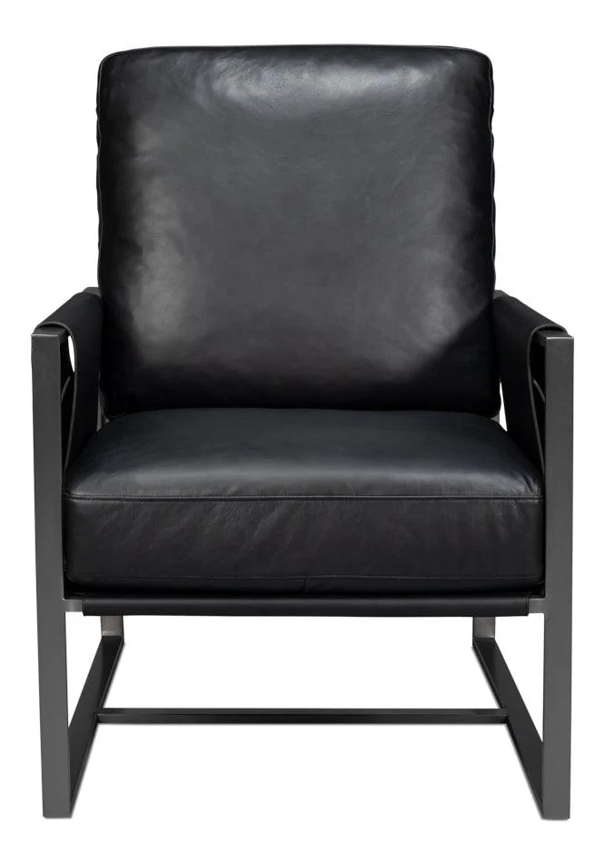 Edmonds Distilled Leather Chair Onyx Blk - Remutear
