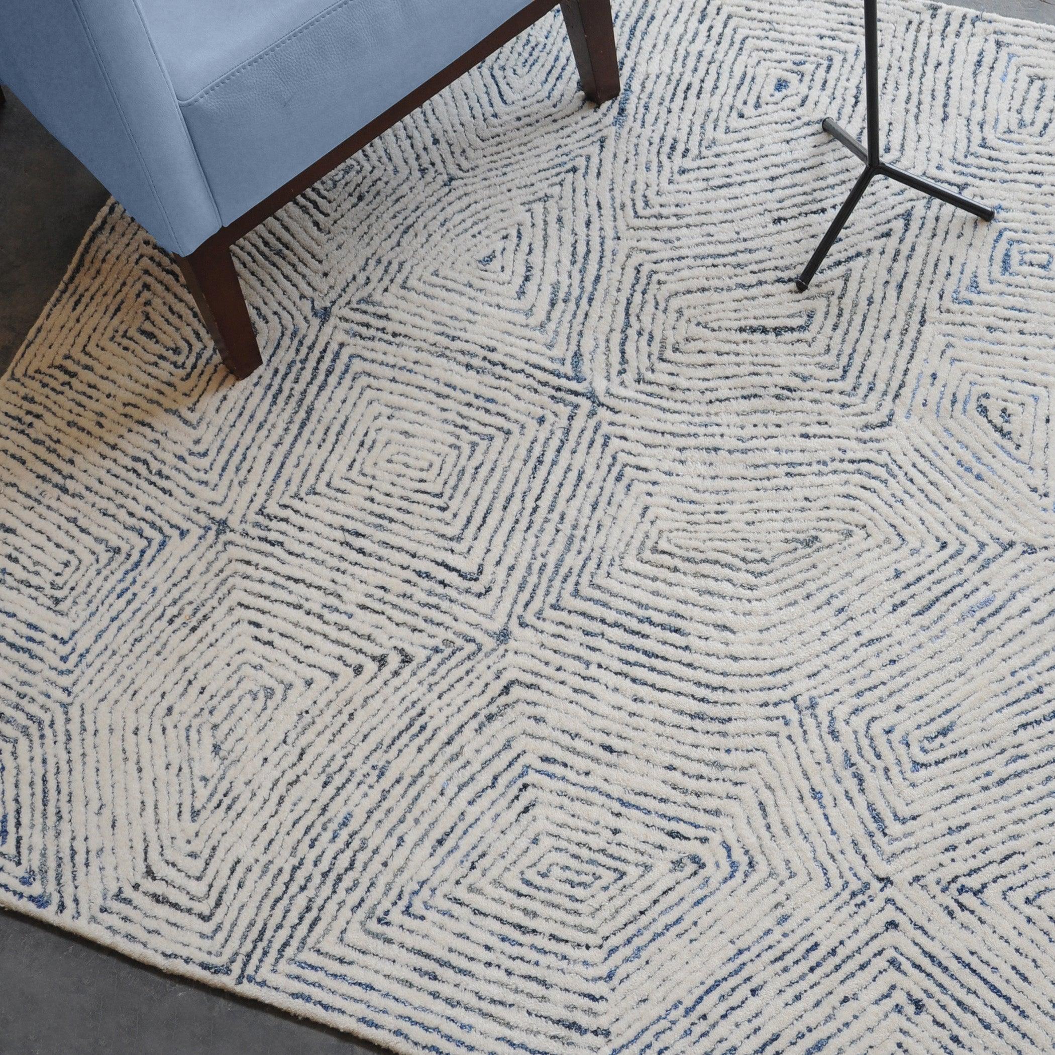 Maze Blue 9 X 12 Rug - Remutear