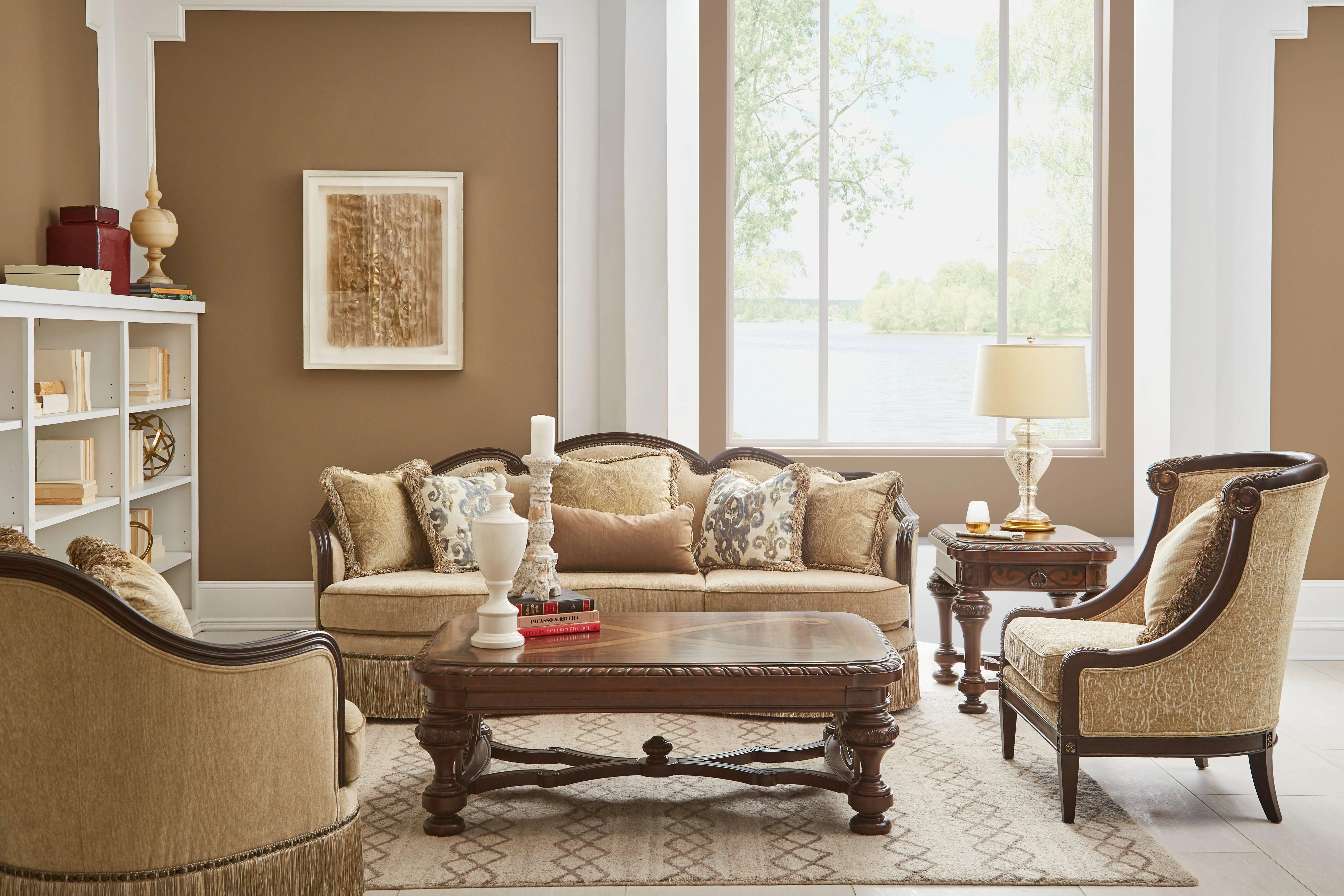 Giovanna Azure Carved Wood Accent Chair - Remutear