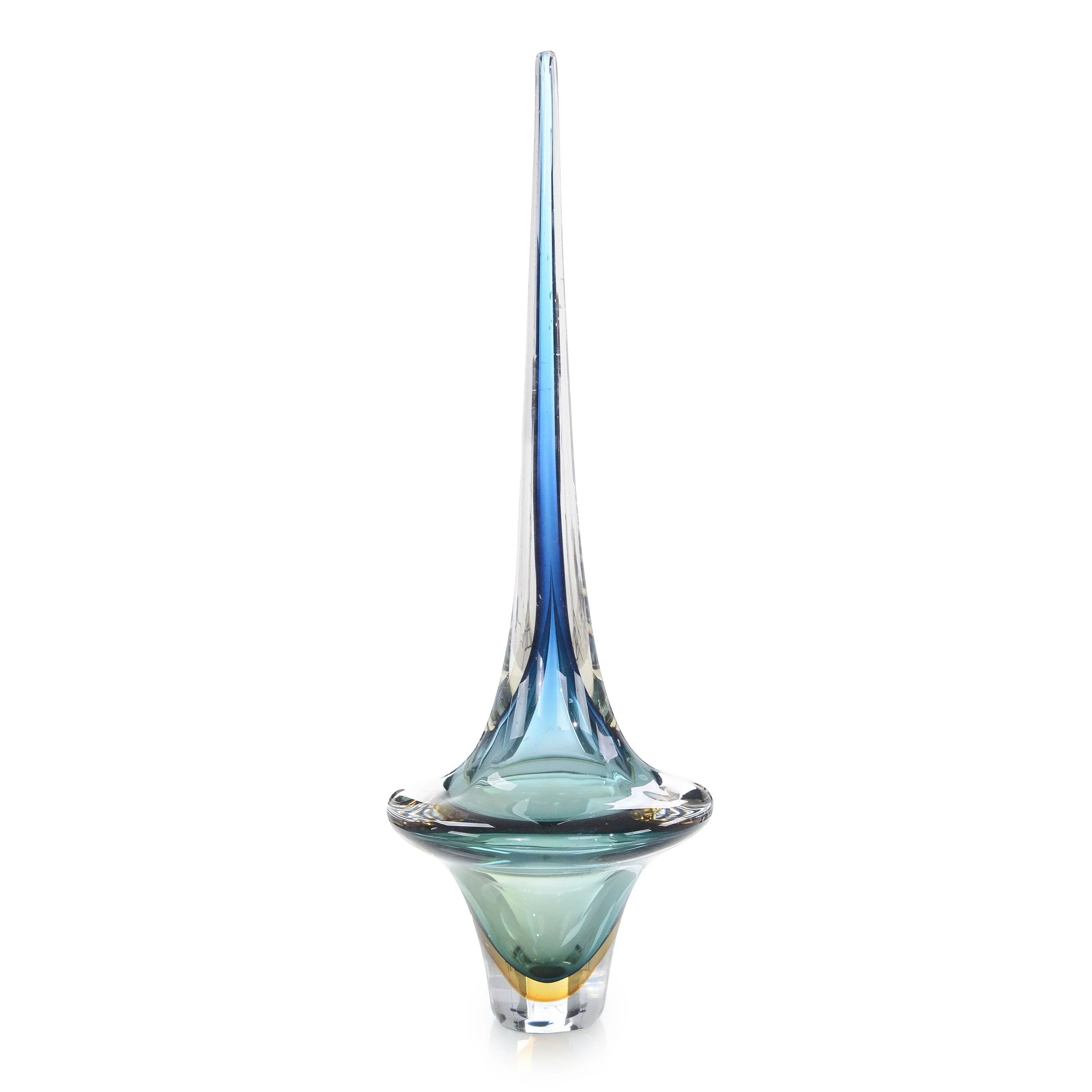 Azure Blue Handblown Glass Sculpture I - Remutear