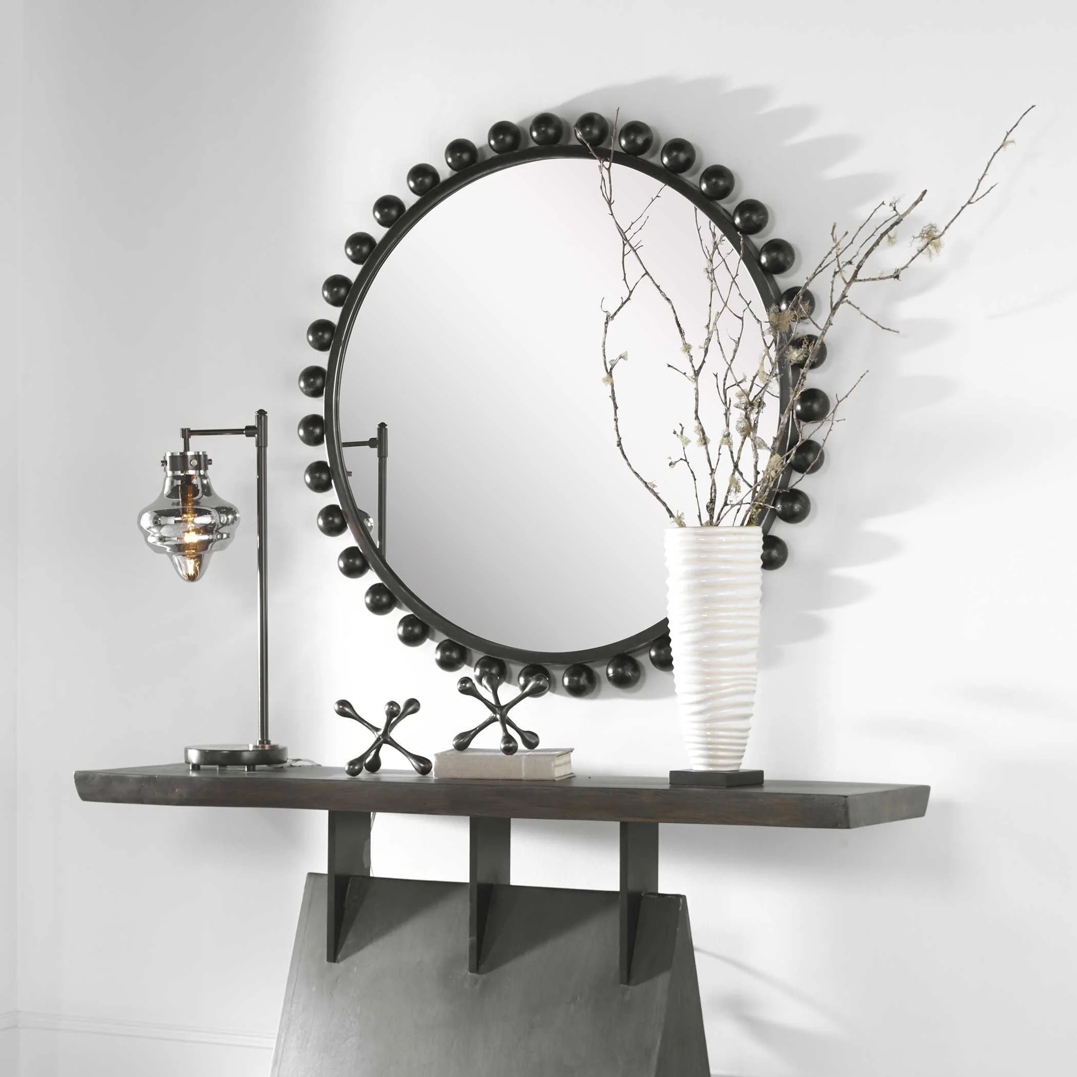 CYRA BLACK ROUND MIRROR - Remutear