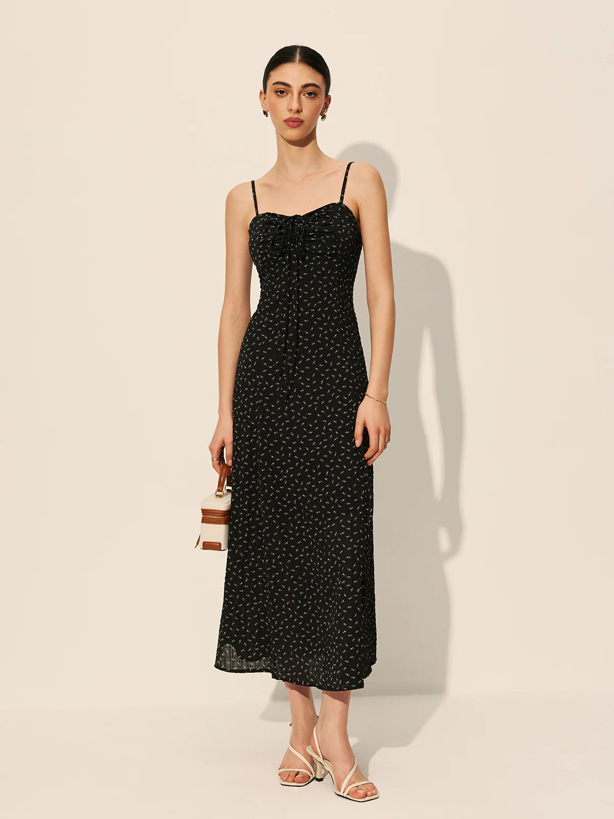 Polka Dot Zipper Drawstring Dress - Remutear