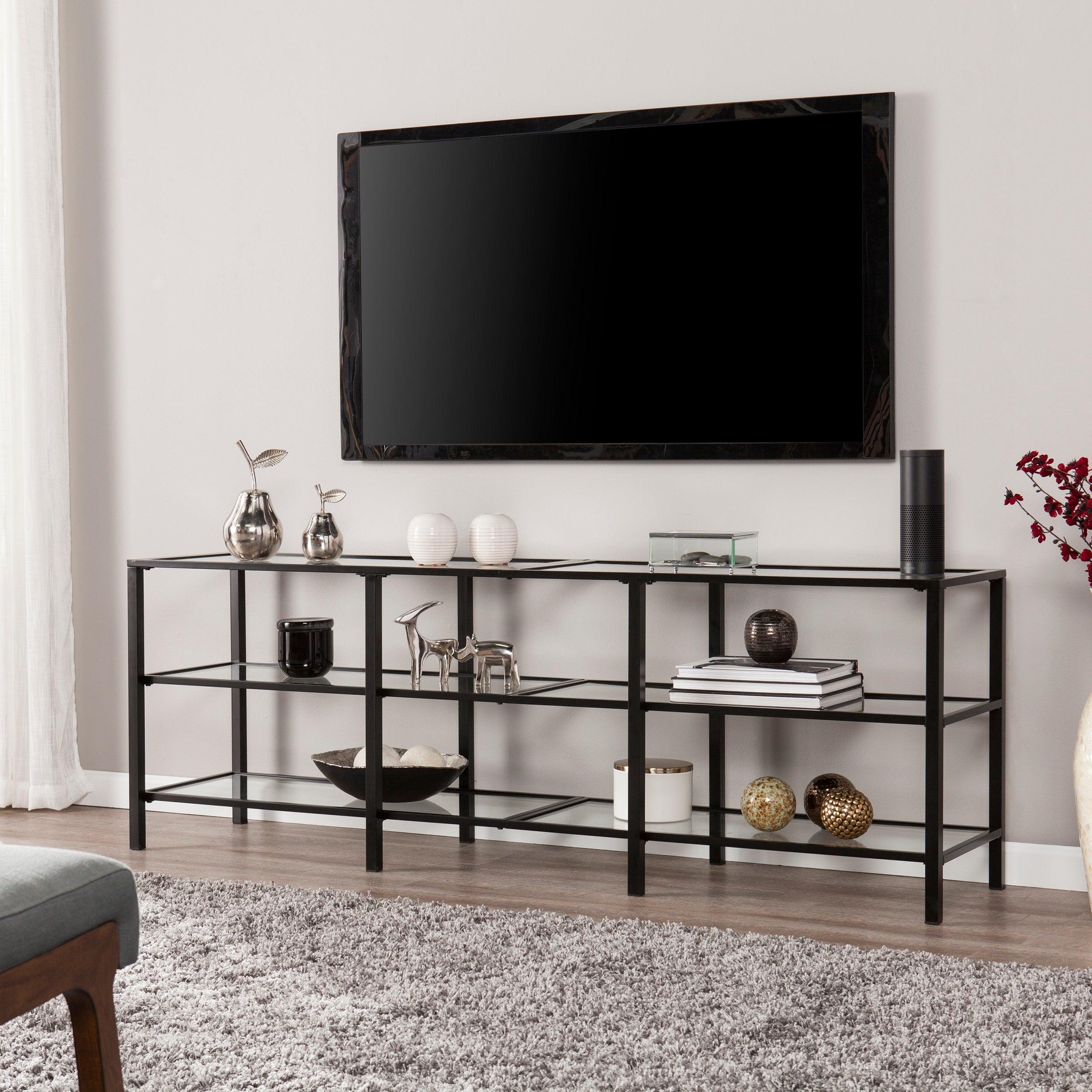 Tyler Metal/Glass Media Stand – Transitional Style - Black - Remutear
