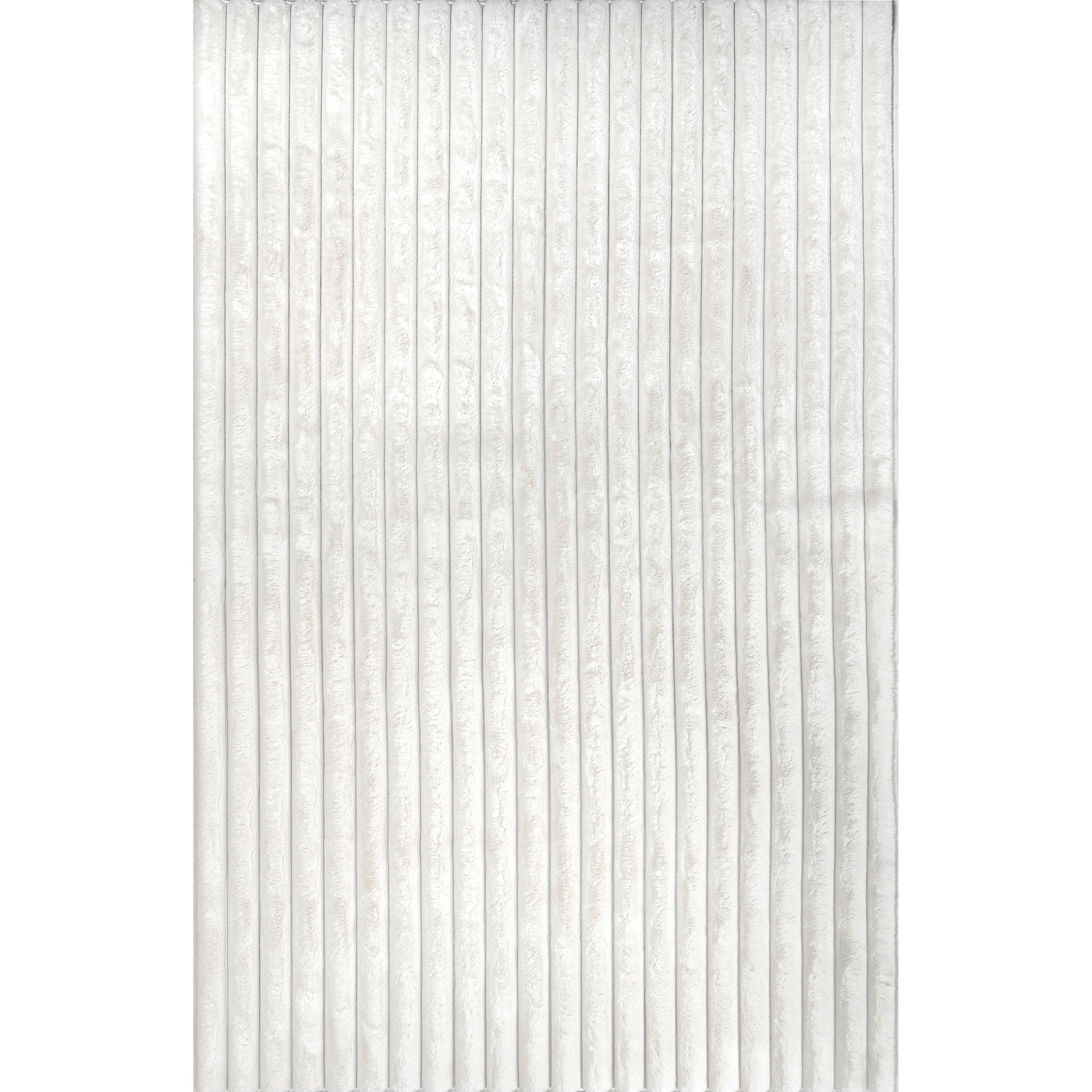 Kai Stripe Faux Rabbit Machine Washable Area Rug - Remutear
