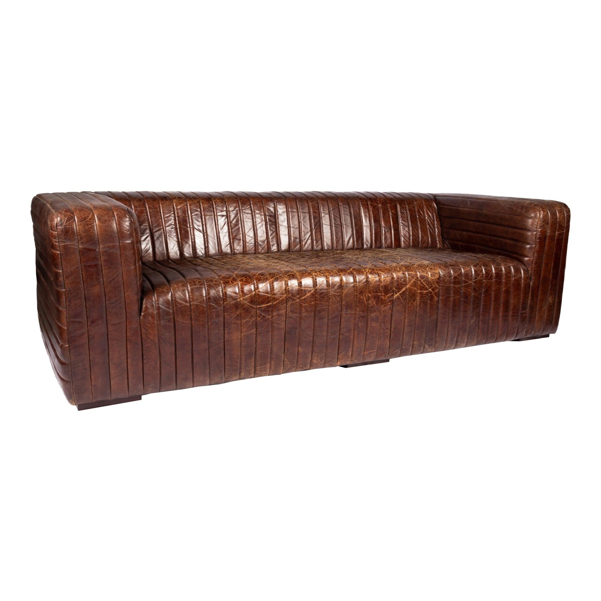 Castle Sofa Dark Brown Leather - Remutear