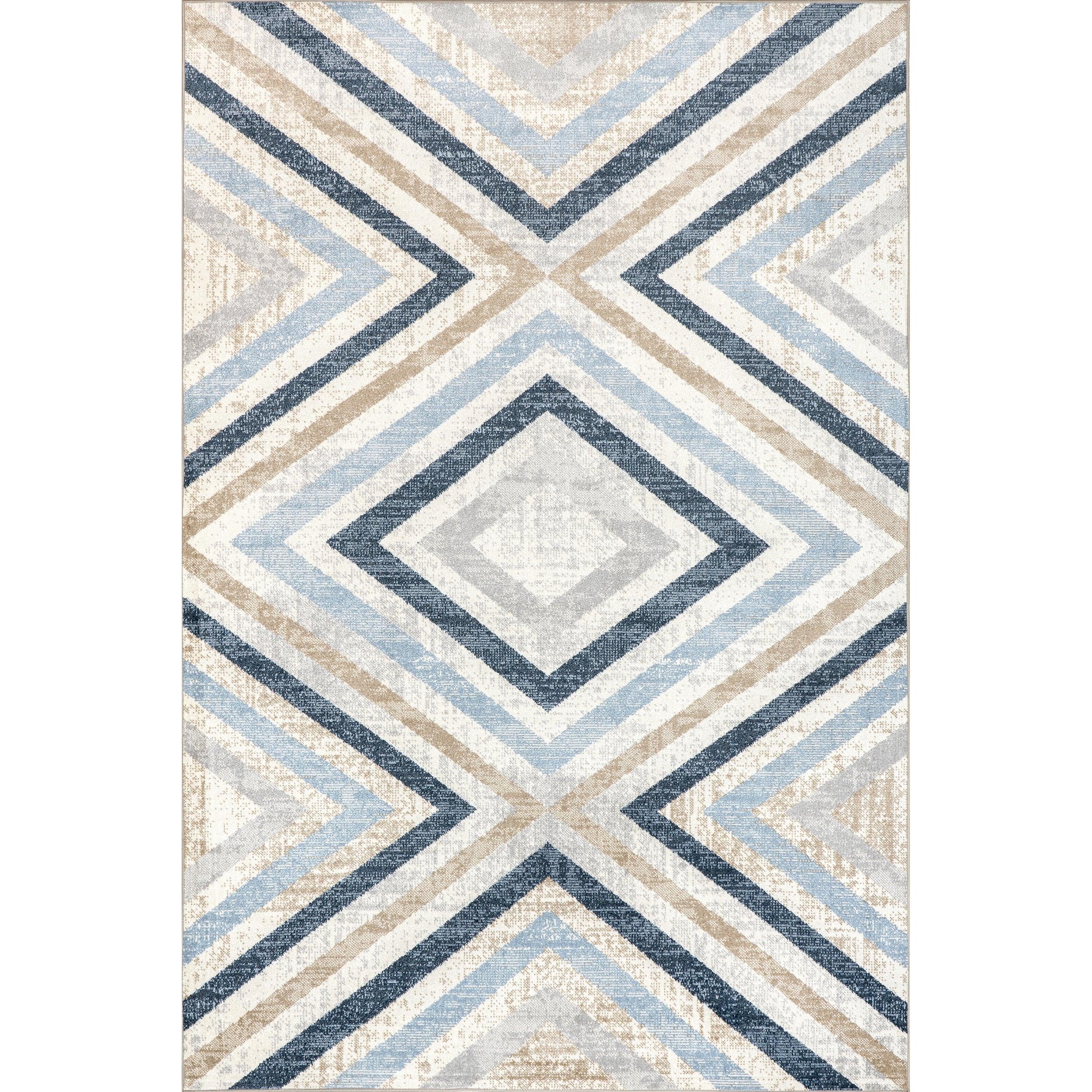 Akari Transitional Diamond Machine Washable Area Rug - Remutear