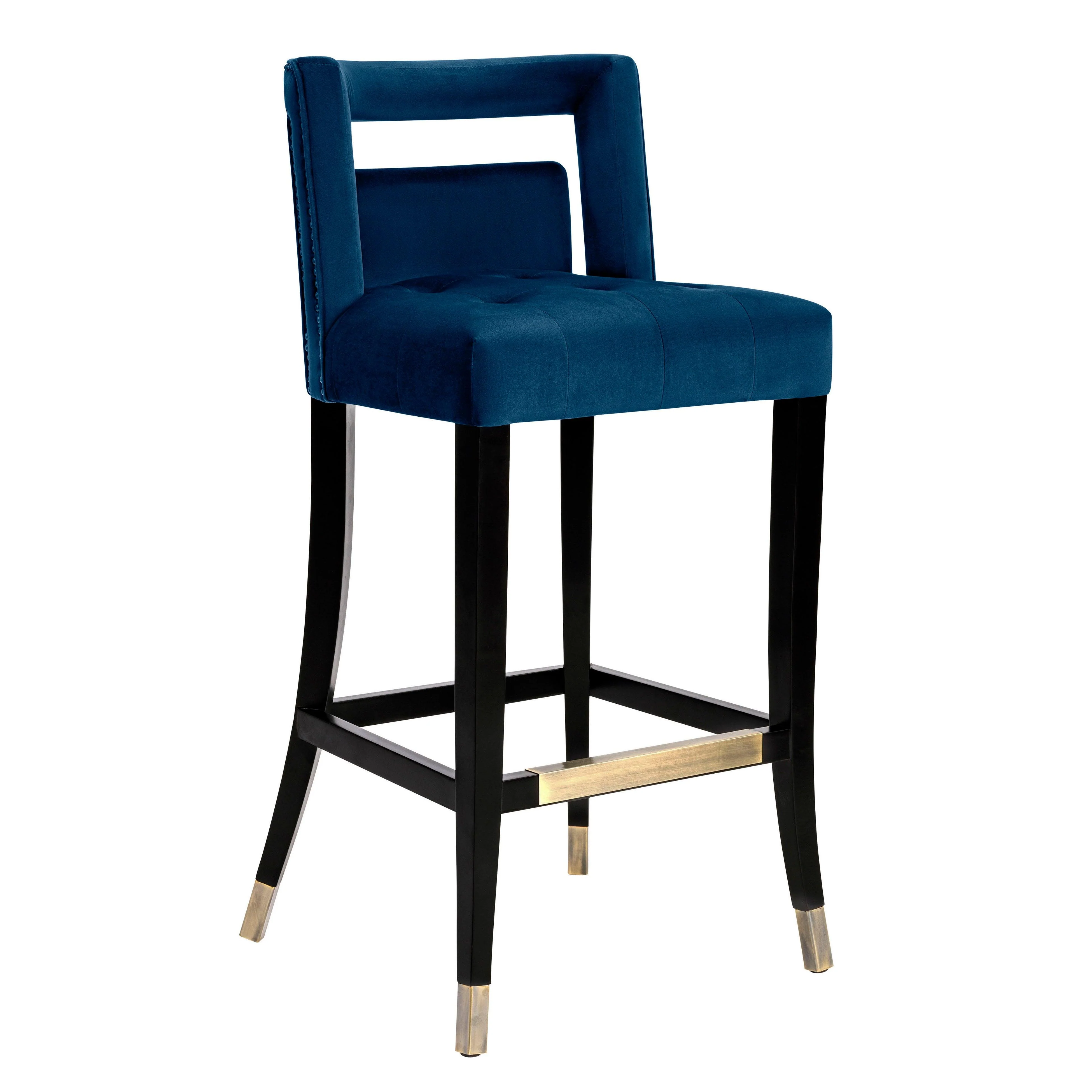 Hart Navy Velvet Counter Stool - Remutear