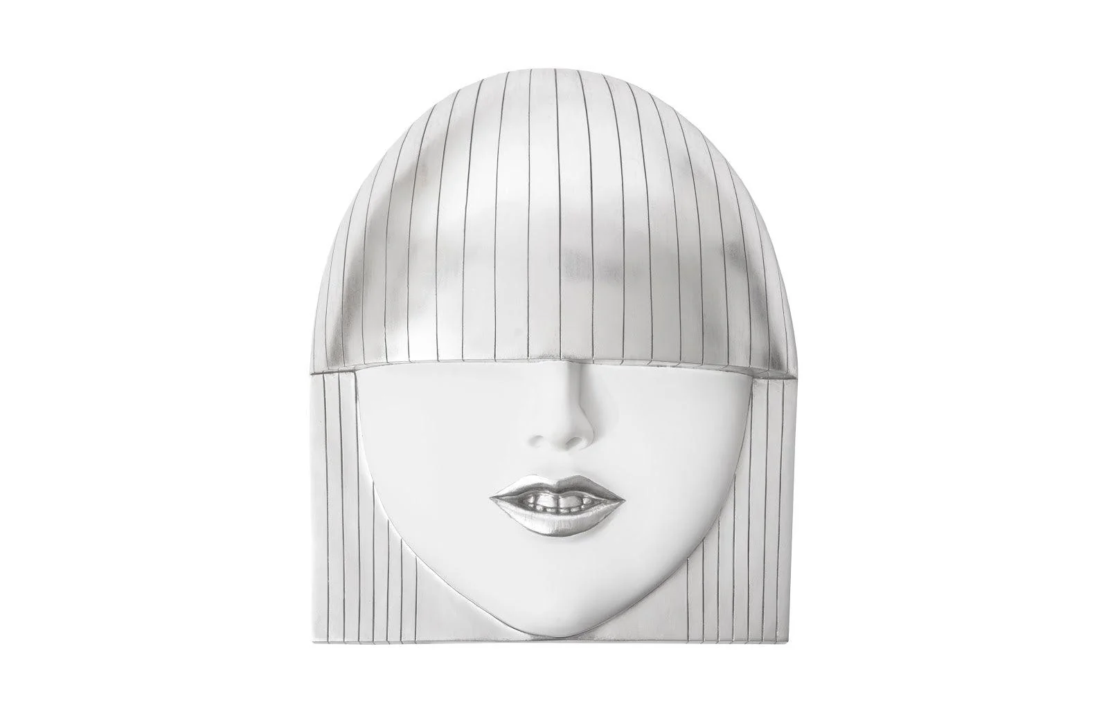 Fashion Faces Wall Art, Large, Smile, White and Silver Leaf - Remutear