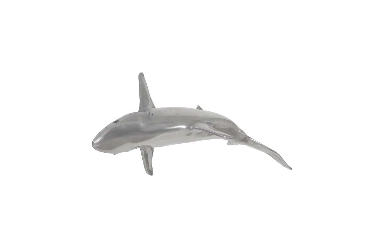 Whaler Shark Fish Wall Sculpture, Resin, Polished Aluminum Finish - Remutear