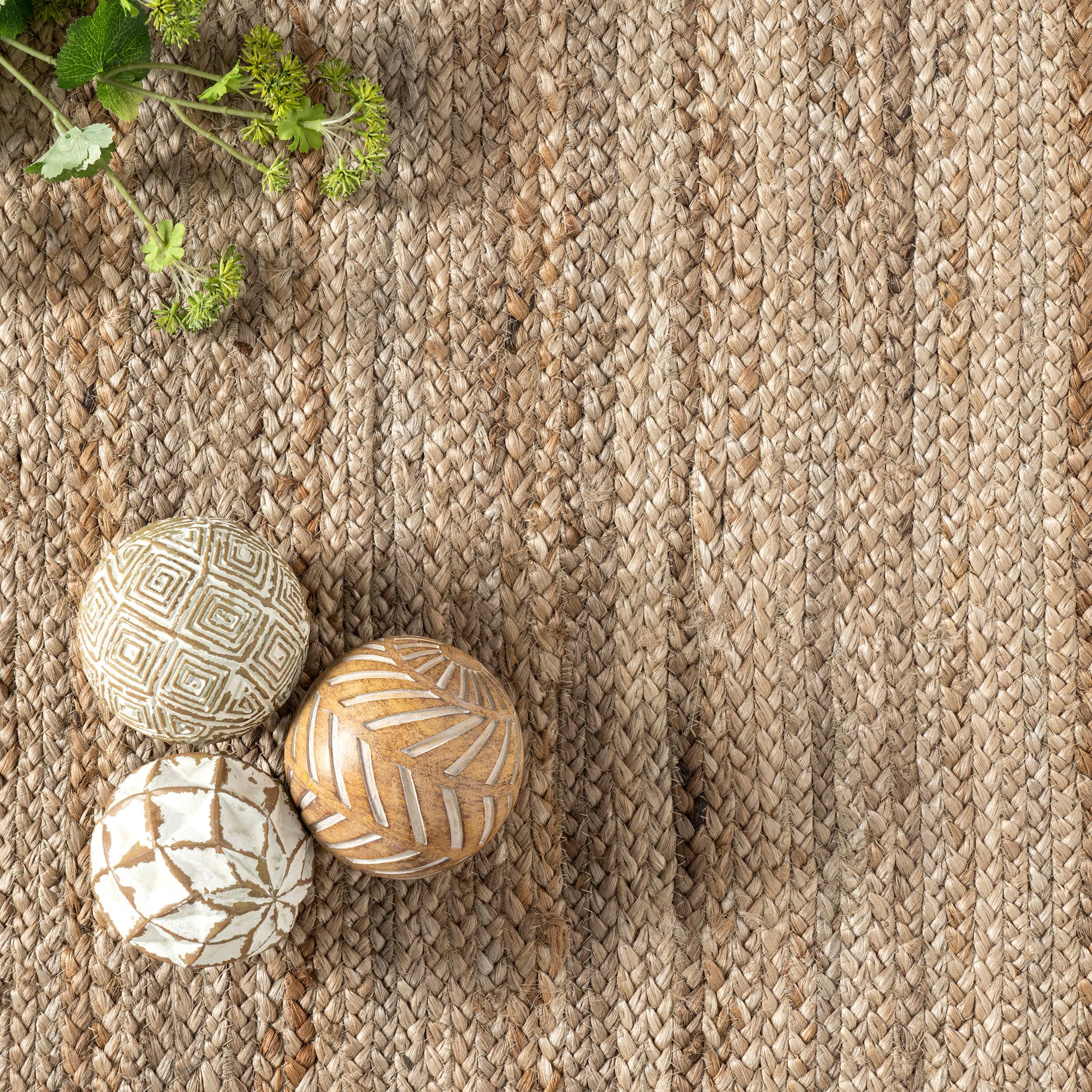 Braided Rikki Border Jute Area Rug - Remutear
