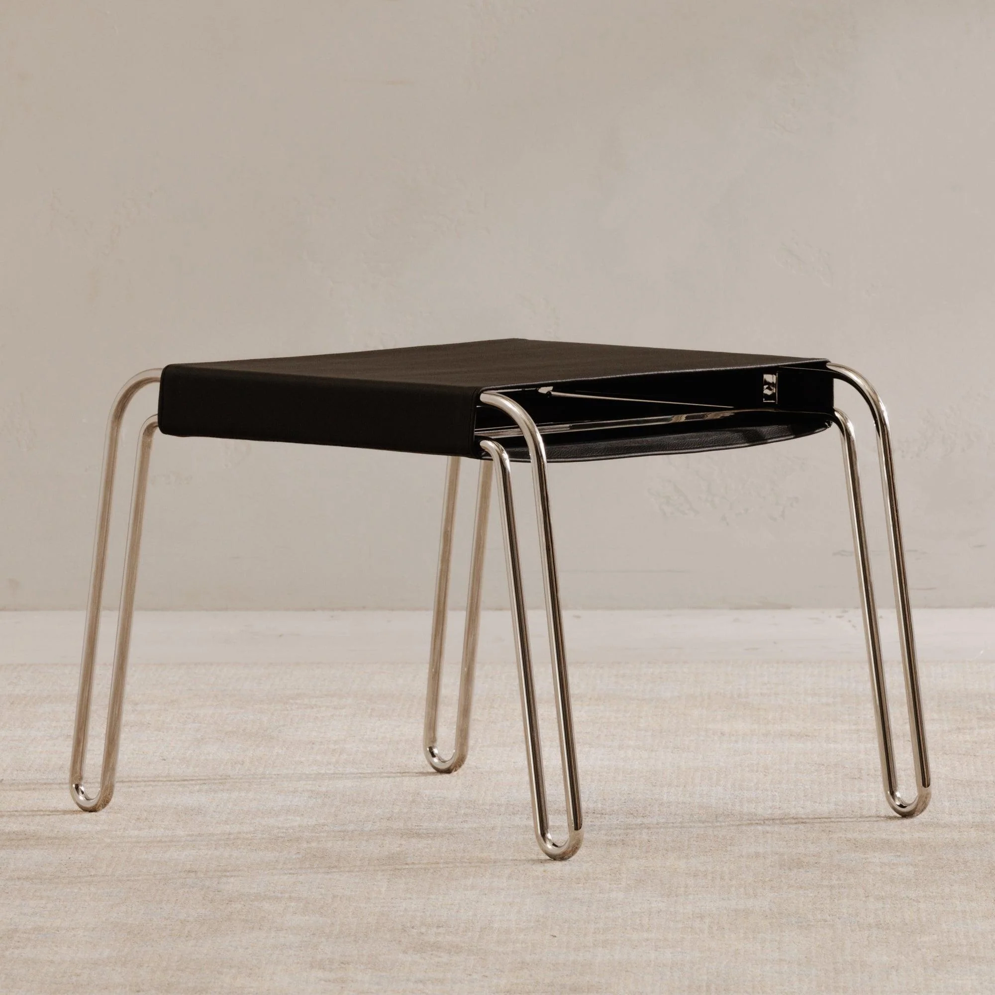 Petra Leather Stool Black - Remutear