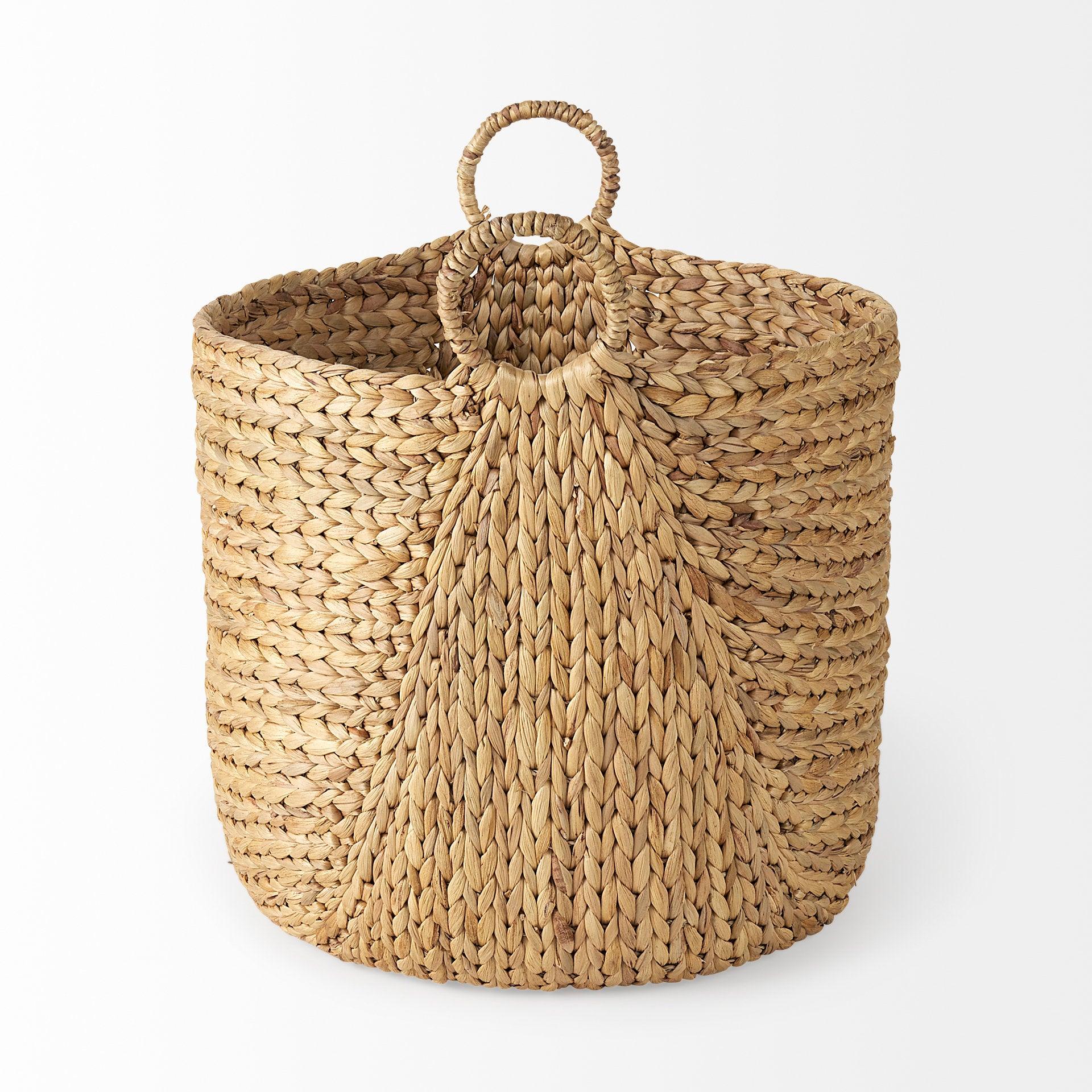 Sivan 19.7L x 19.7W x 23.6H (Set of 3) Light Brown Water Hyacinth Round Basket W/ Handles - Remutear