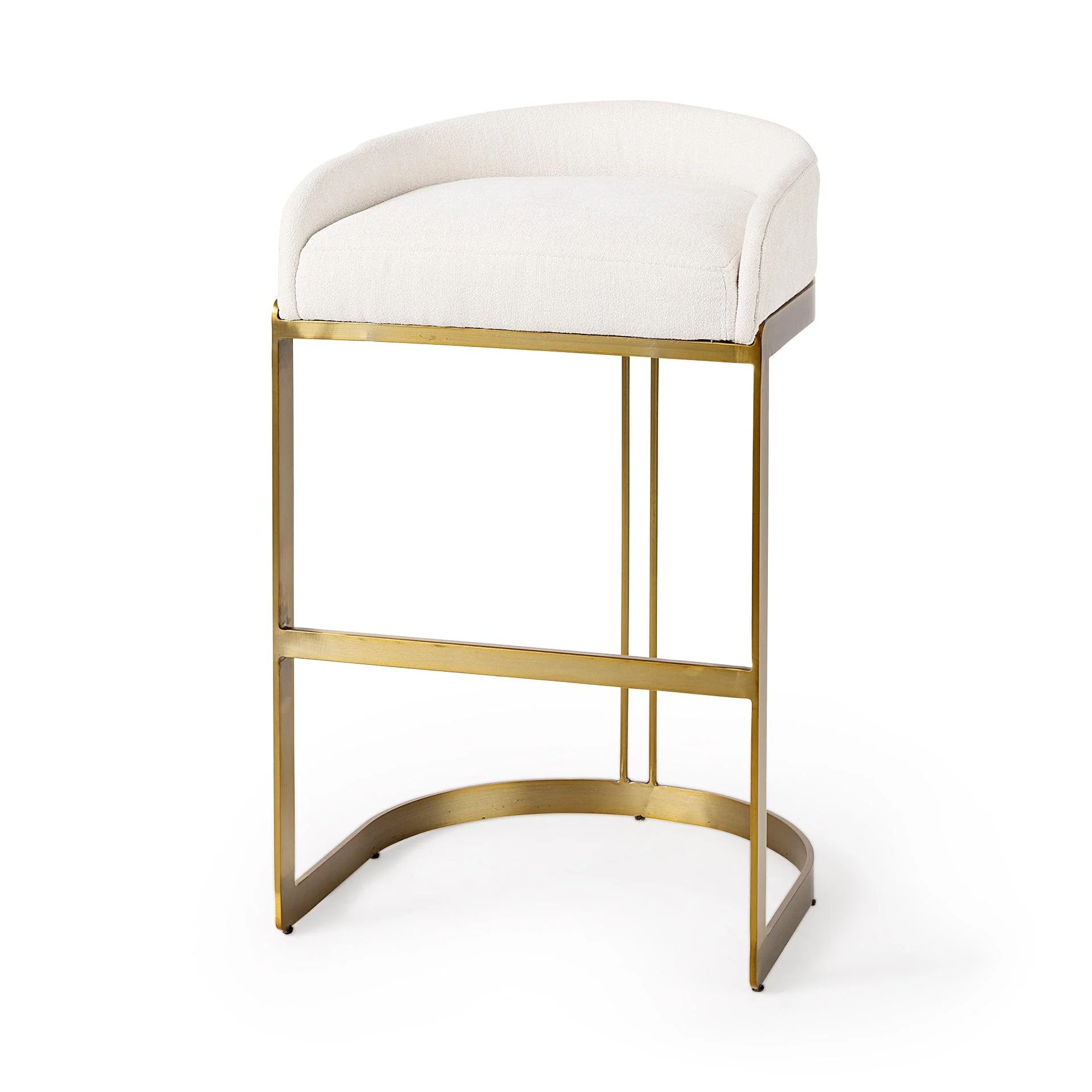Hollyfield II Cream Fabric Seat W/ Gold Metal Base Bar Stool - Remutear