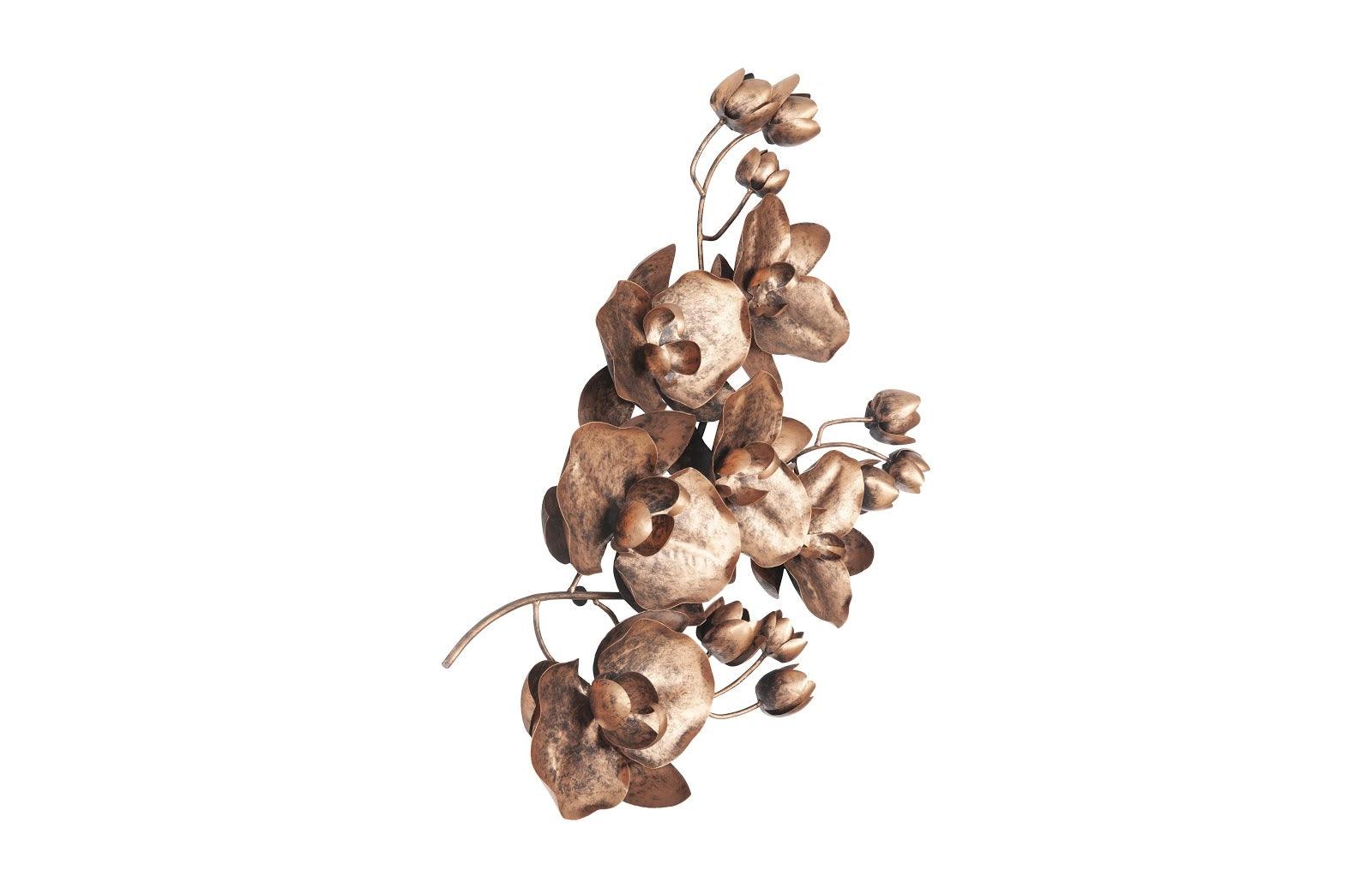 Orchid Sprig Wall Art, Medium, Metal, Copper/Black - Remutear