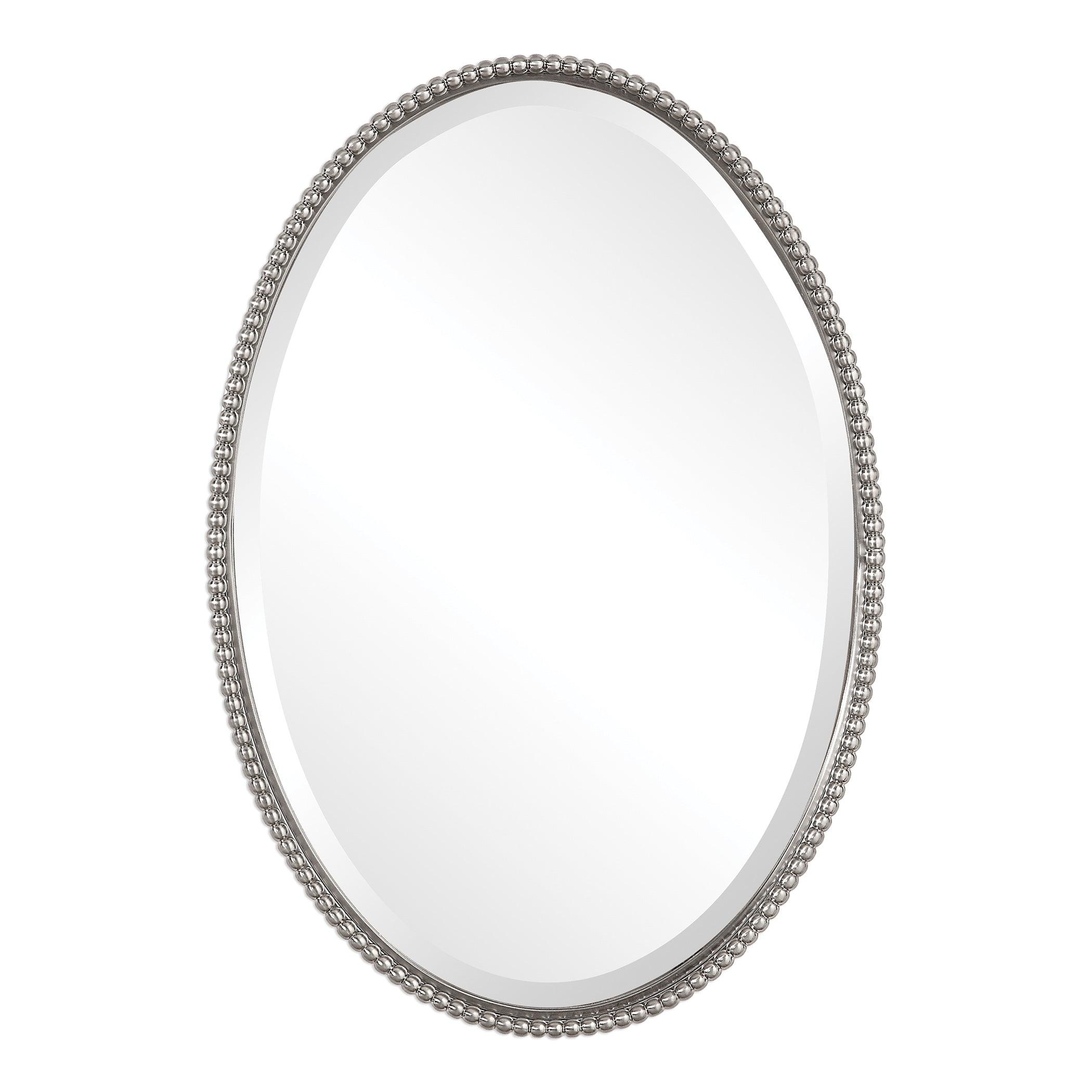 SHERISE BRUSHED NICKEL OVAL MIRROR - Remutear
