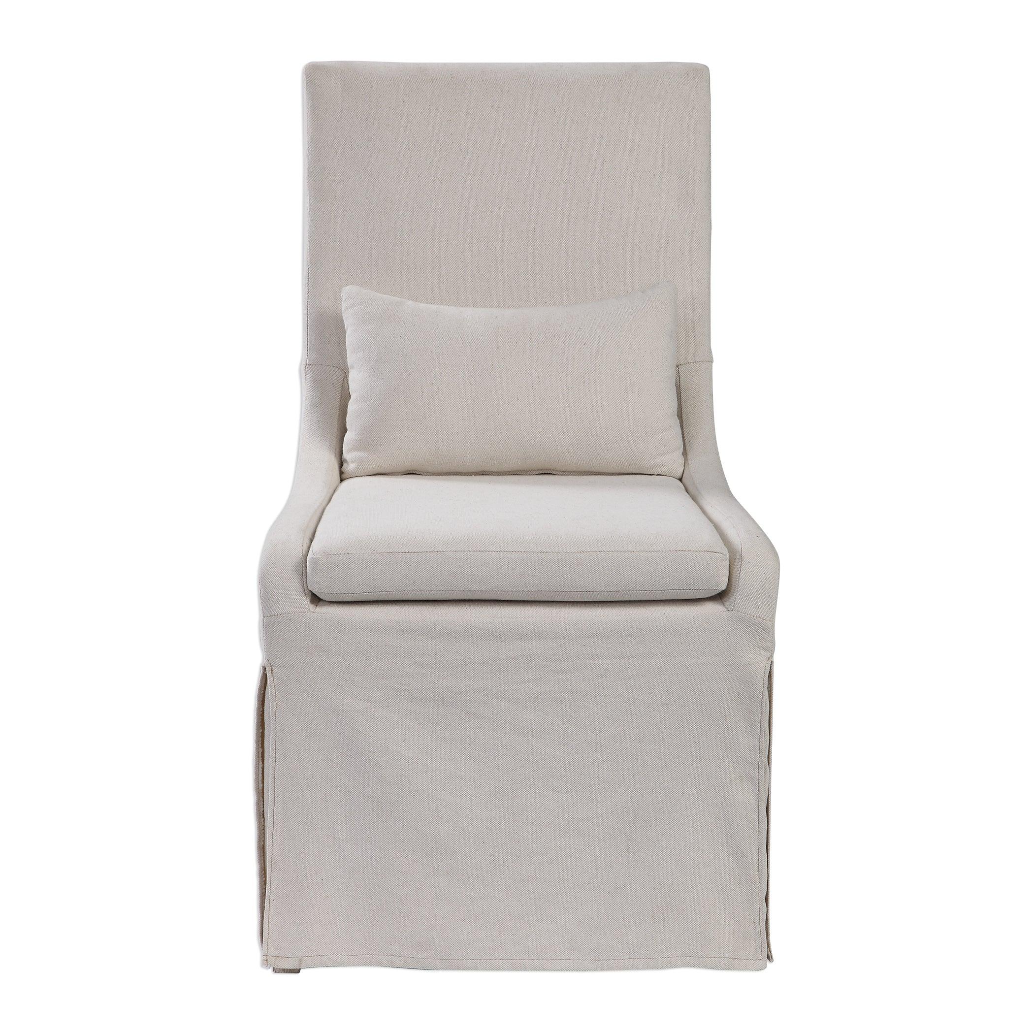 Coley White Linen Armless Chair - Remutear