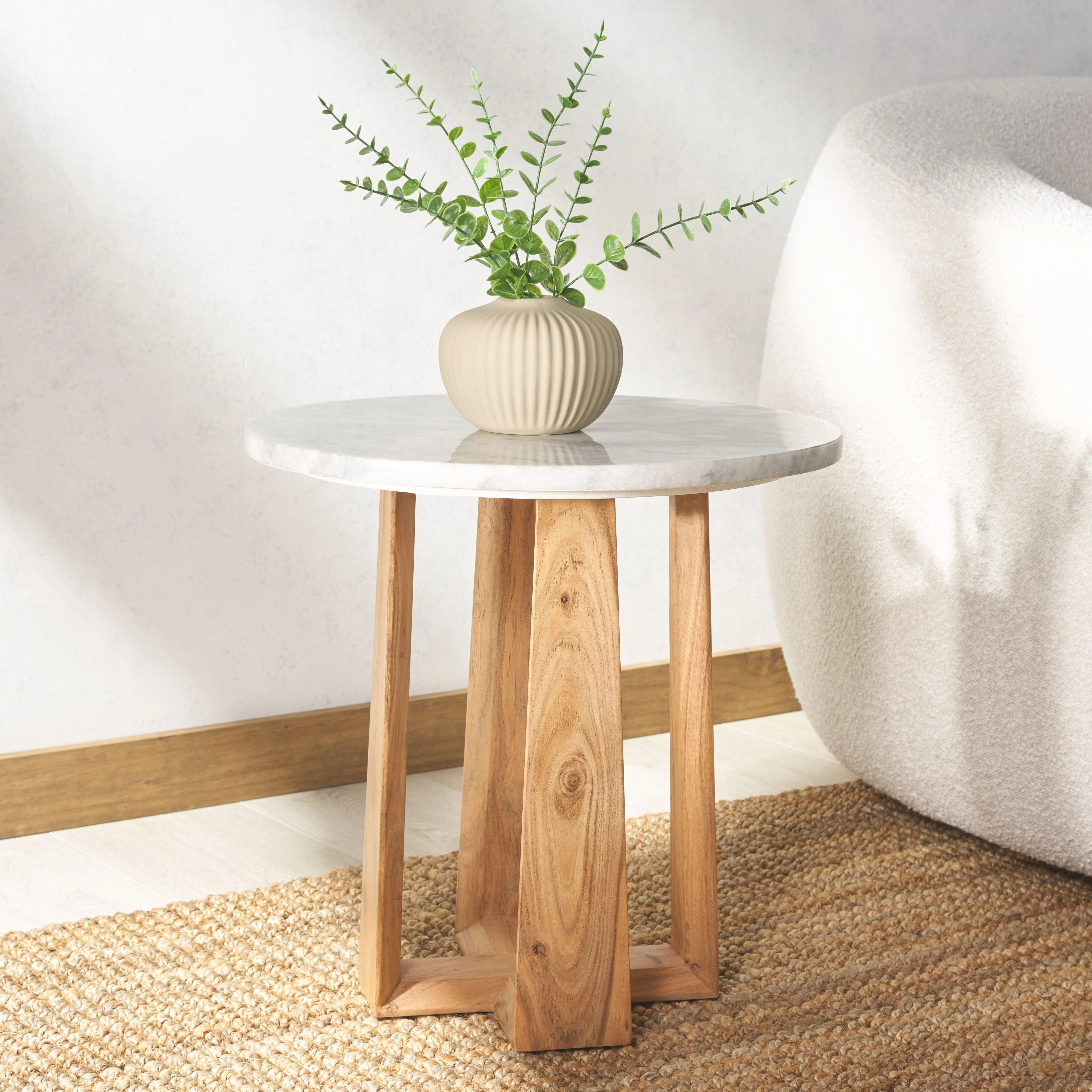 TRENTON ROUND MARBLE TOP ACCENT TABLE - Remutear