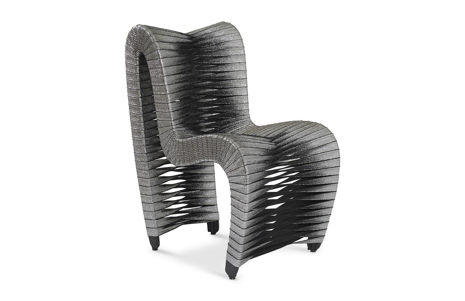 Seat Belt Dining Chair, Silver, Metallic - Remutear
