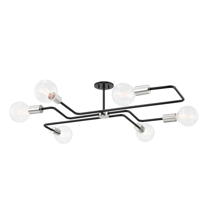 JENA 6 LIGHT SEMI FLUSH MOUNT POLISHED NICKEL SMALL - Remutear