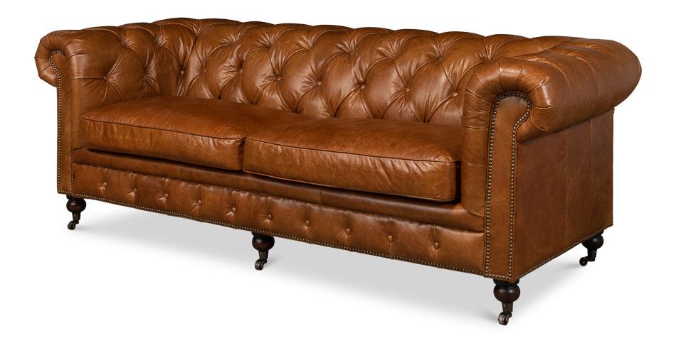 Tufted English Club Sofa - Cuba Brown - Remutear