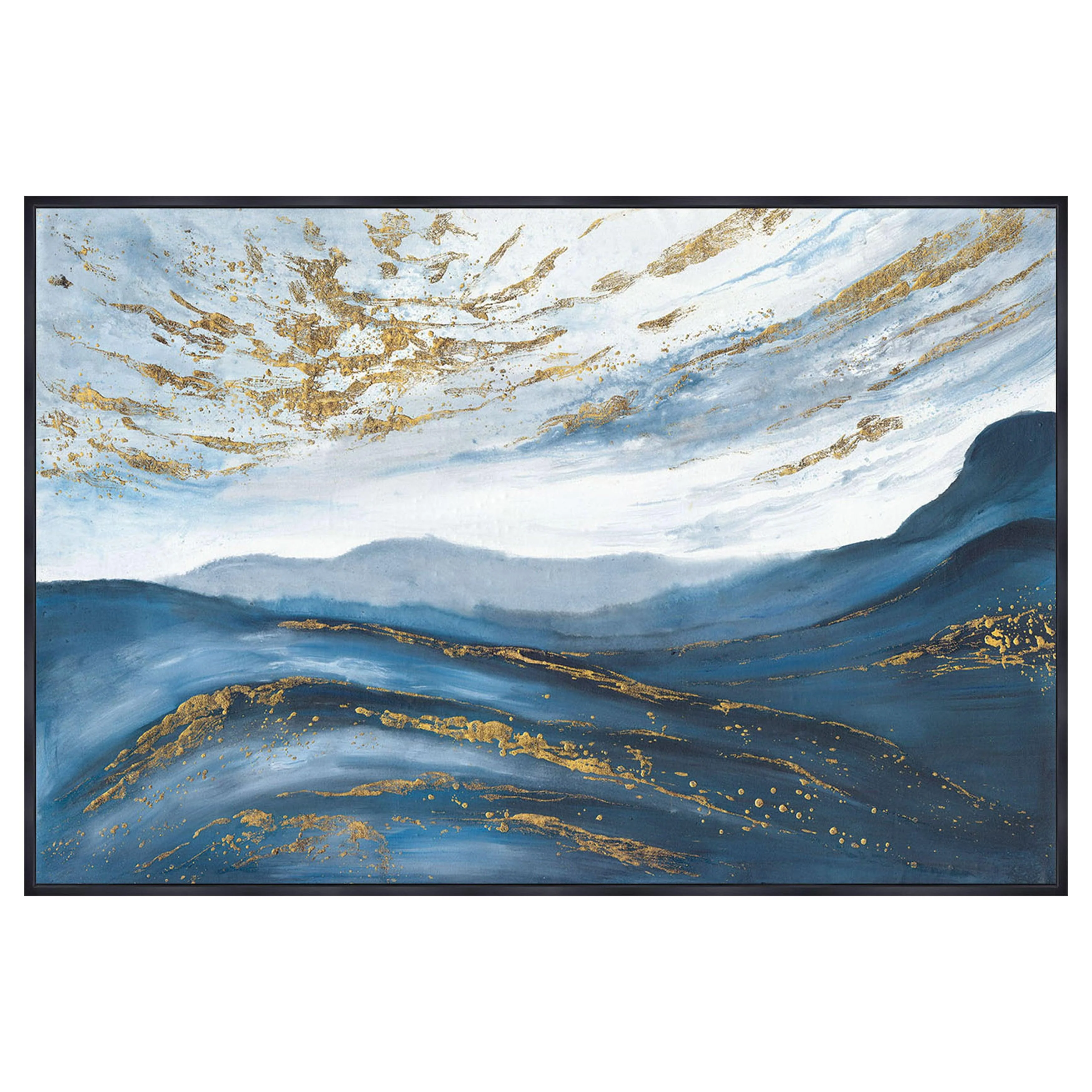 60x40  Hand Painted Canvas, Blue/gold - Remutear