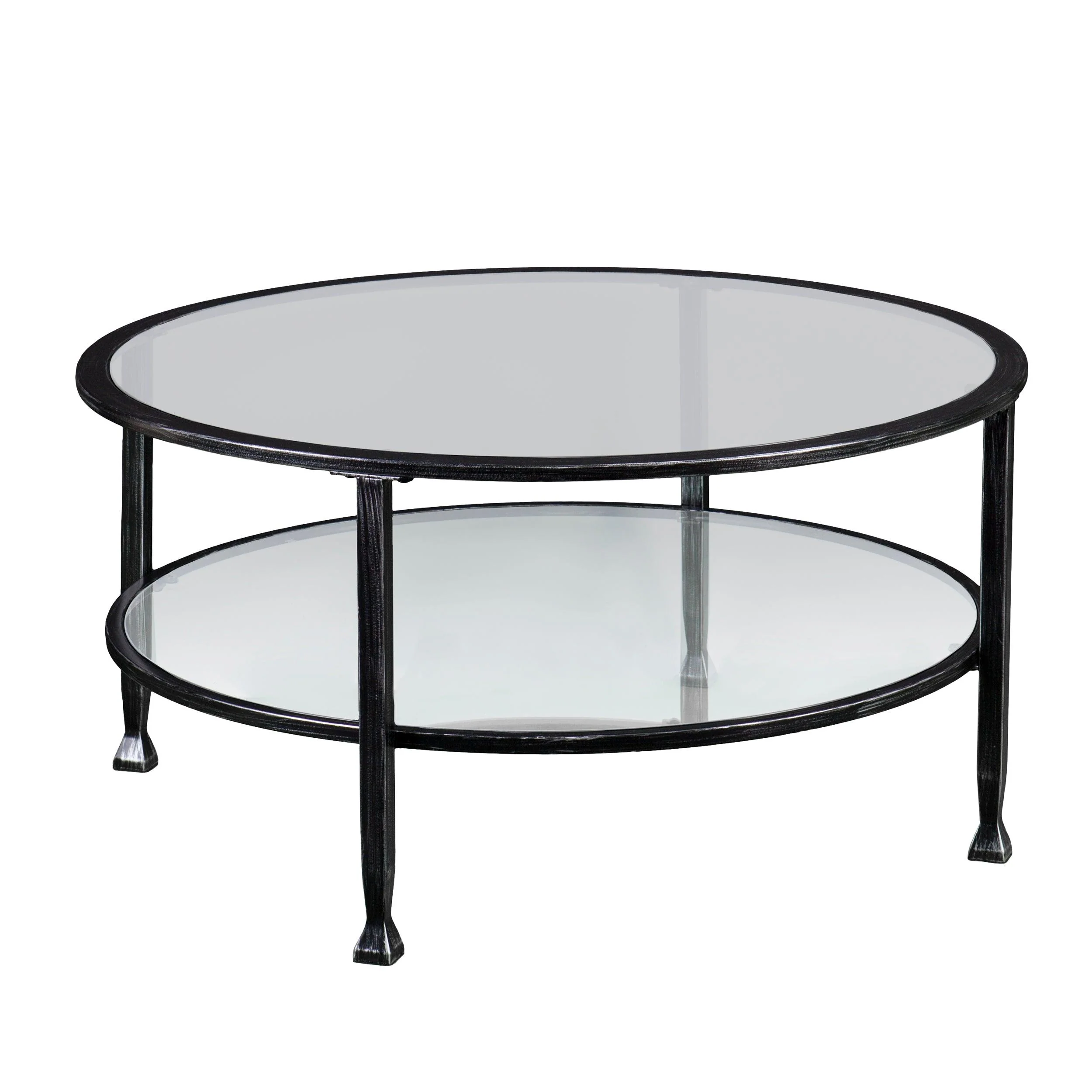 Jaymes Metal/Glass Round Cocktail Table - Black - Remutear