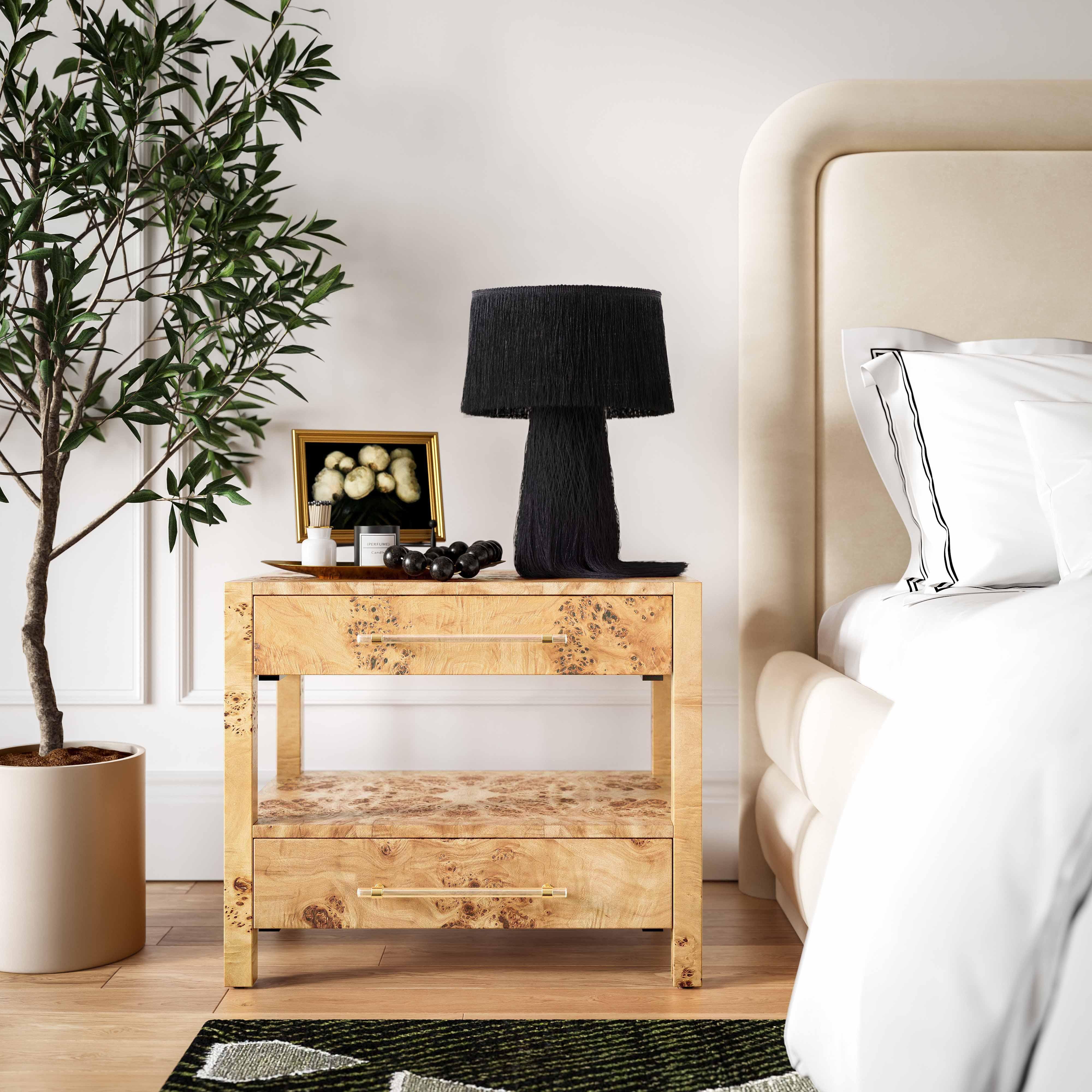 Brandyss Natural Burl Nightstand - Remutear