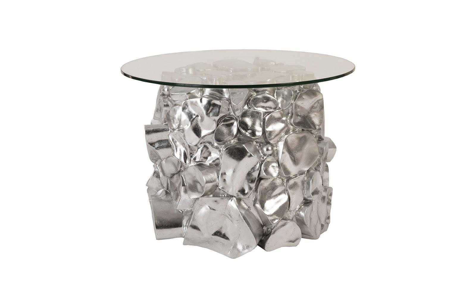 Cairn Side Table, Resin, Silver Leaf - Remutear