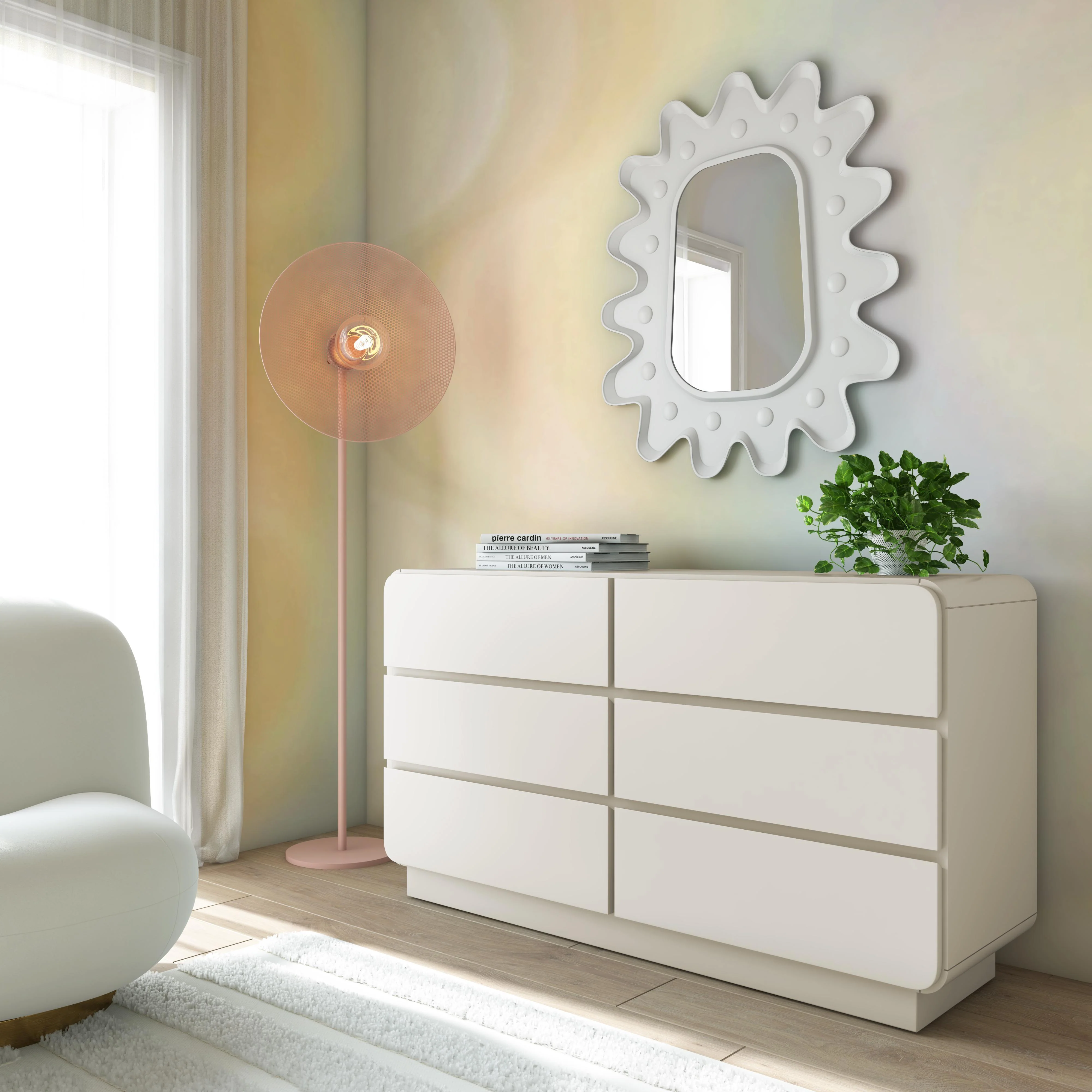 Sagura Cream 6-Drawer Dresser - Remutear