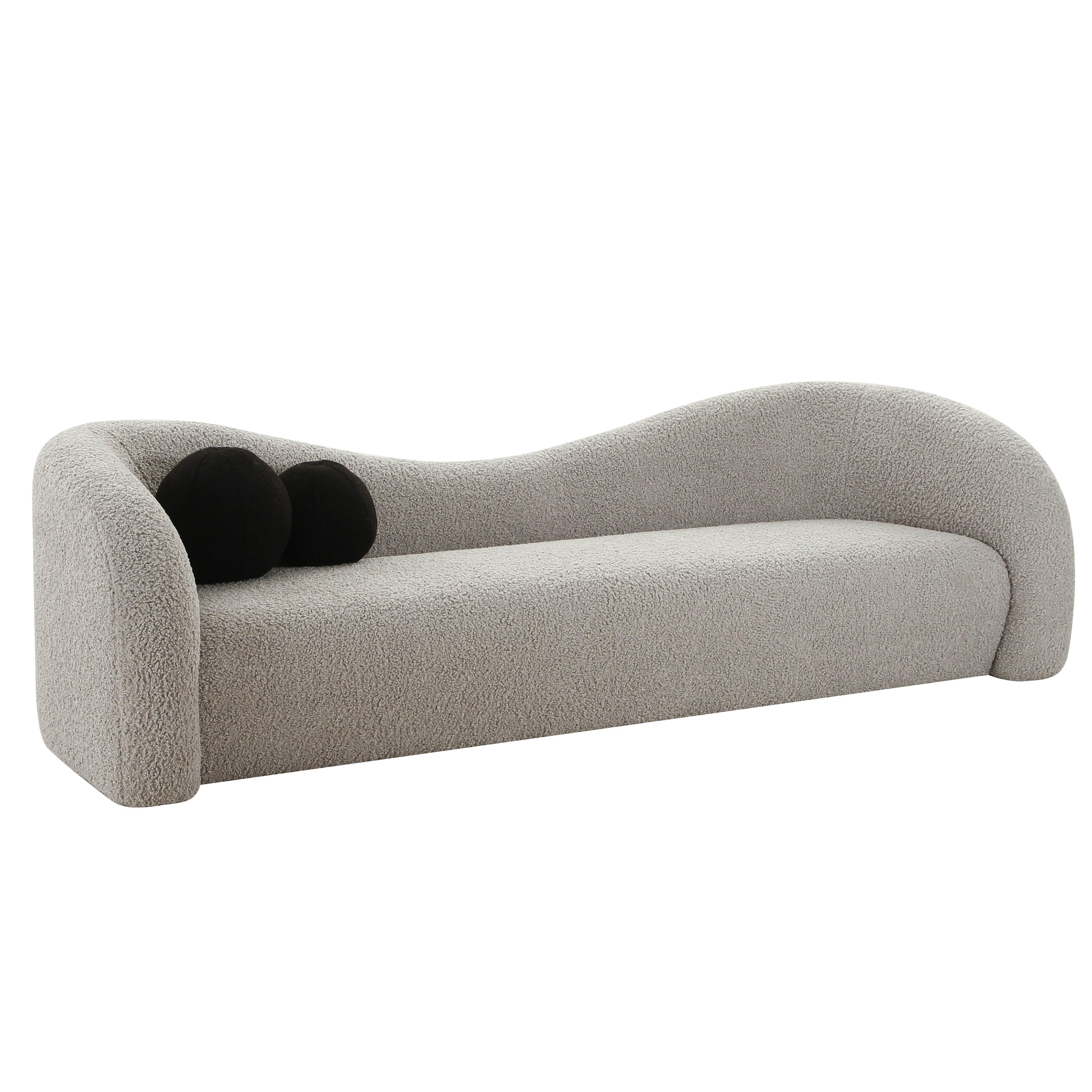 Leonie Grey Faux Shearling Sofa - Remutear
