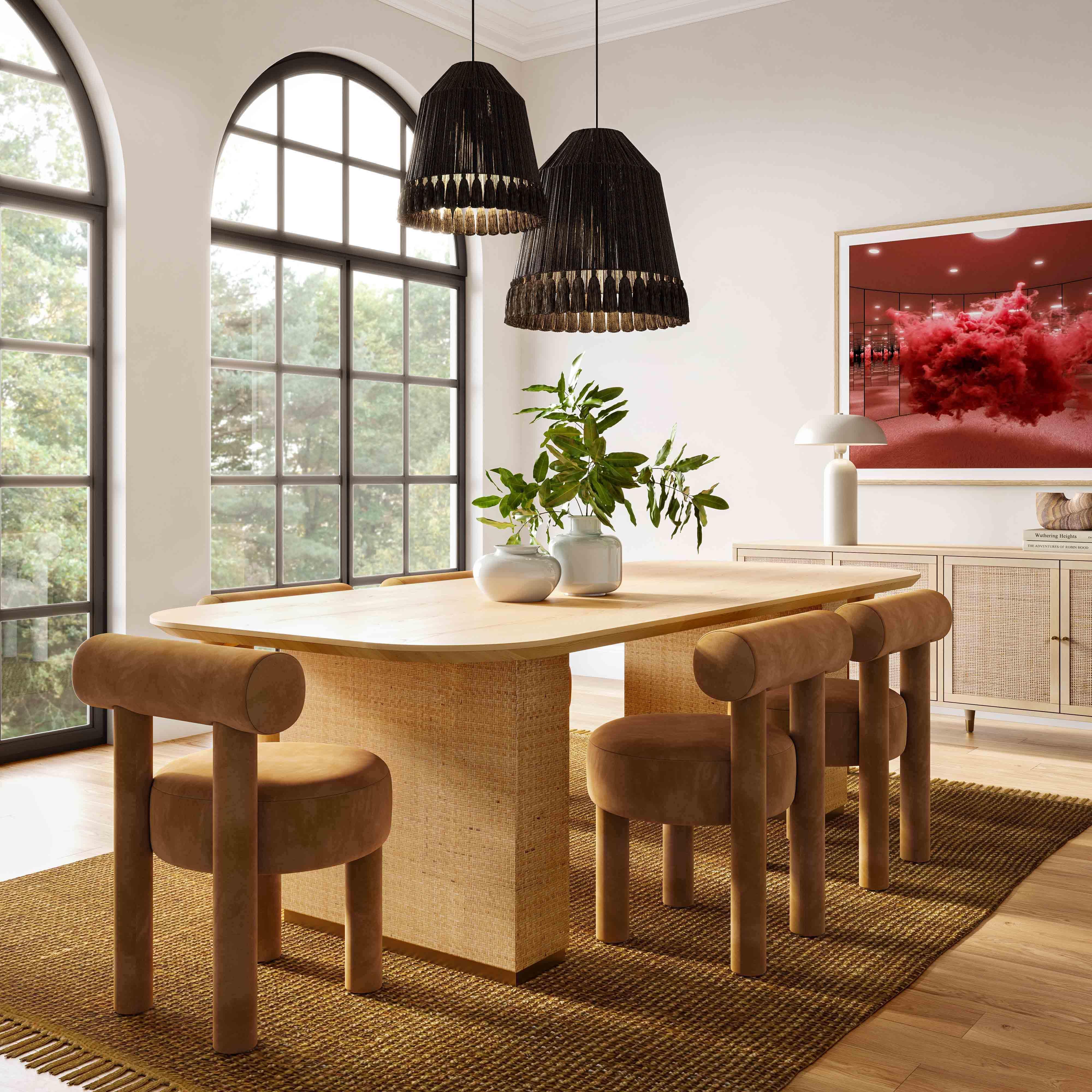 Carmel Cognac Velvet Dining Chair - Remutear