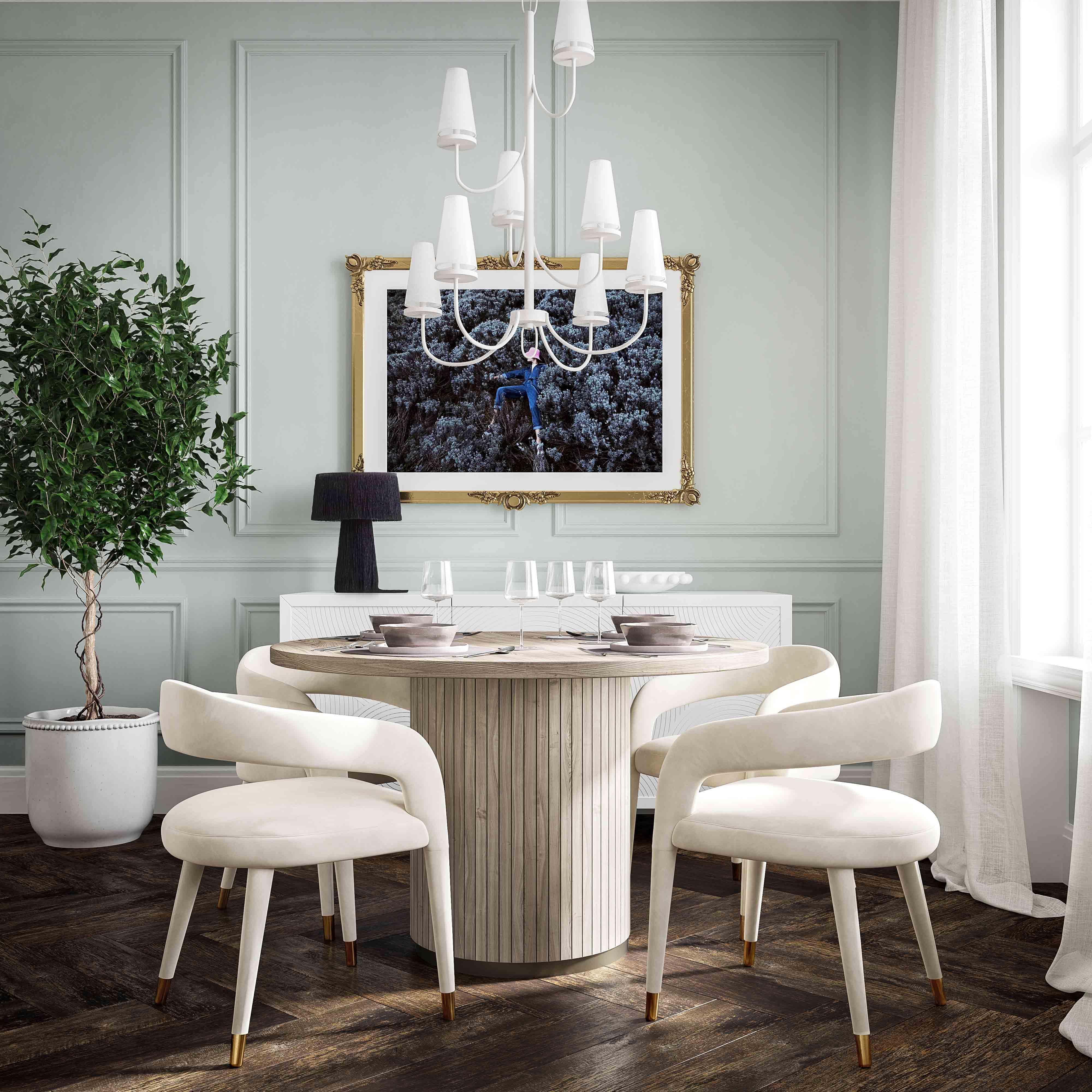 Lucia Cream Velvet Dining Chair - Remutear