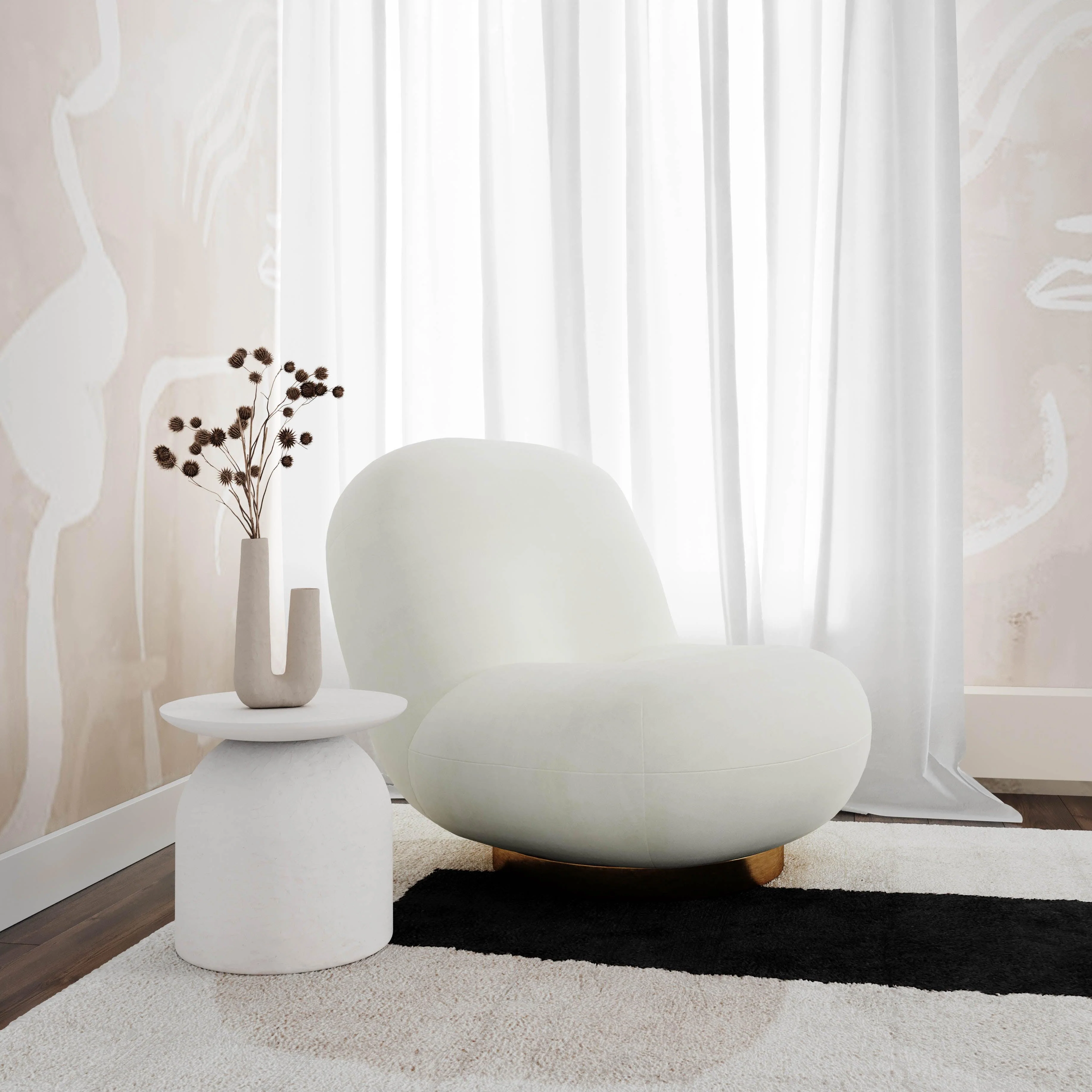 Aloe White Concrete Side Table - Remutear