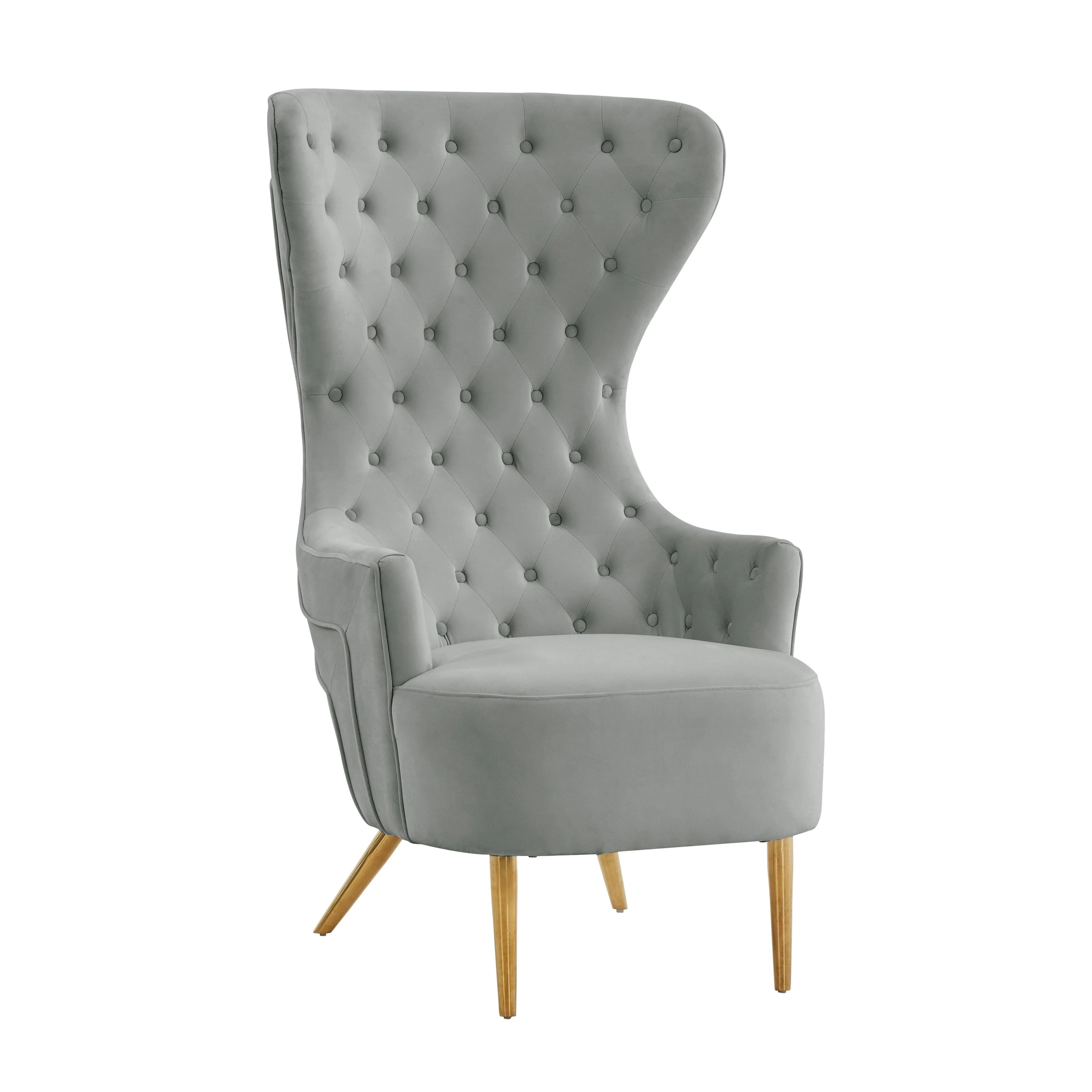 Jezebel Grey Velvet Wingback Chair - Remutear