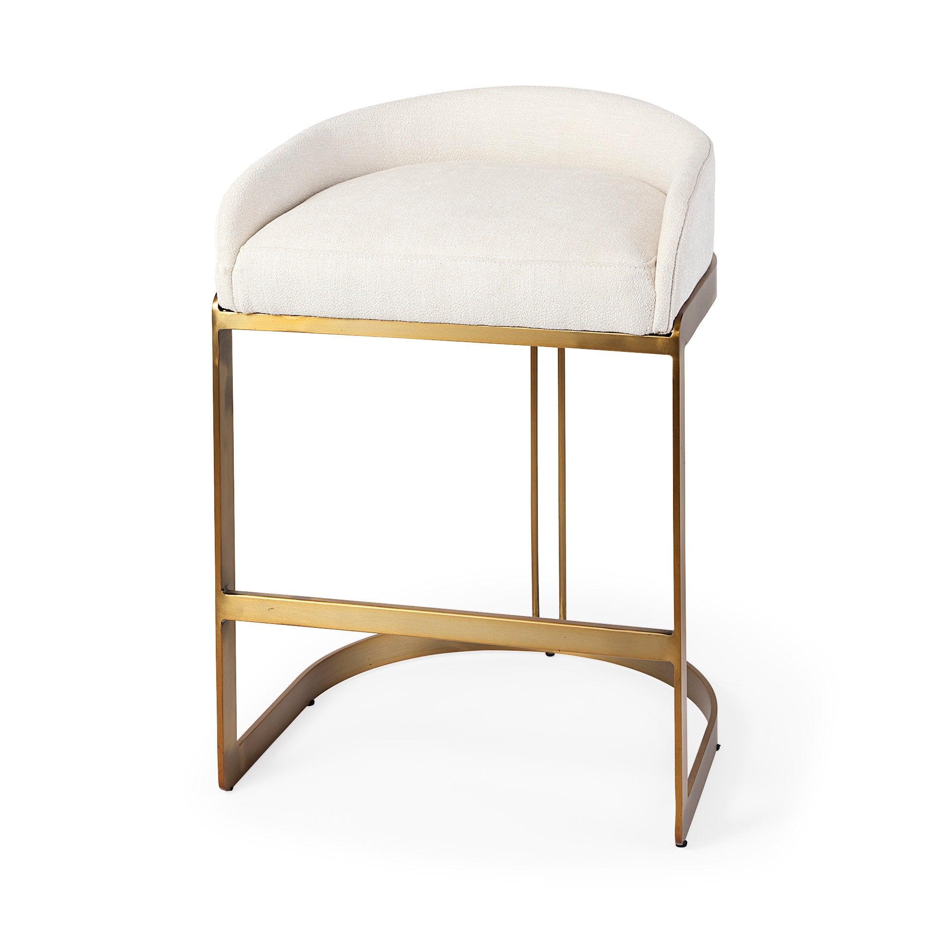 Hollyfield II Cream Fabric Seat W/ Gold Metal Base Counter Stool - Remutear