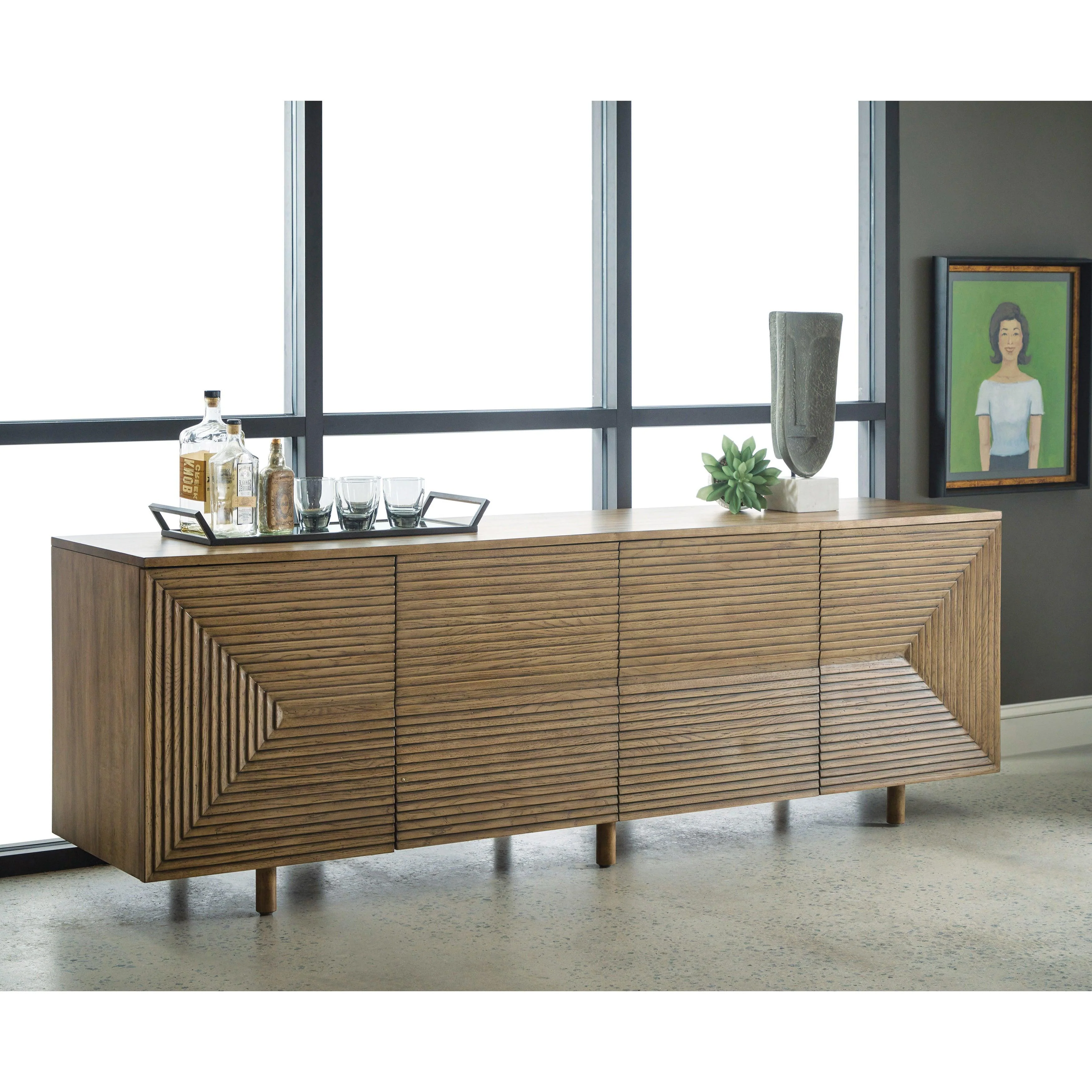 Four Door Geometric Design Console - Remutear