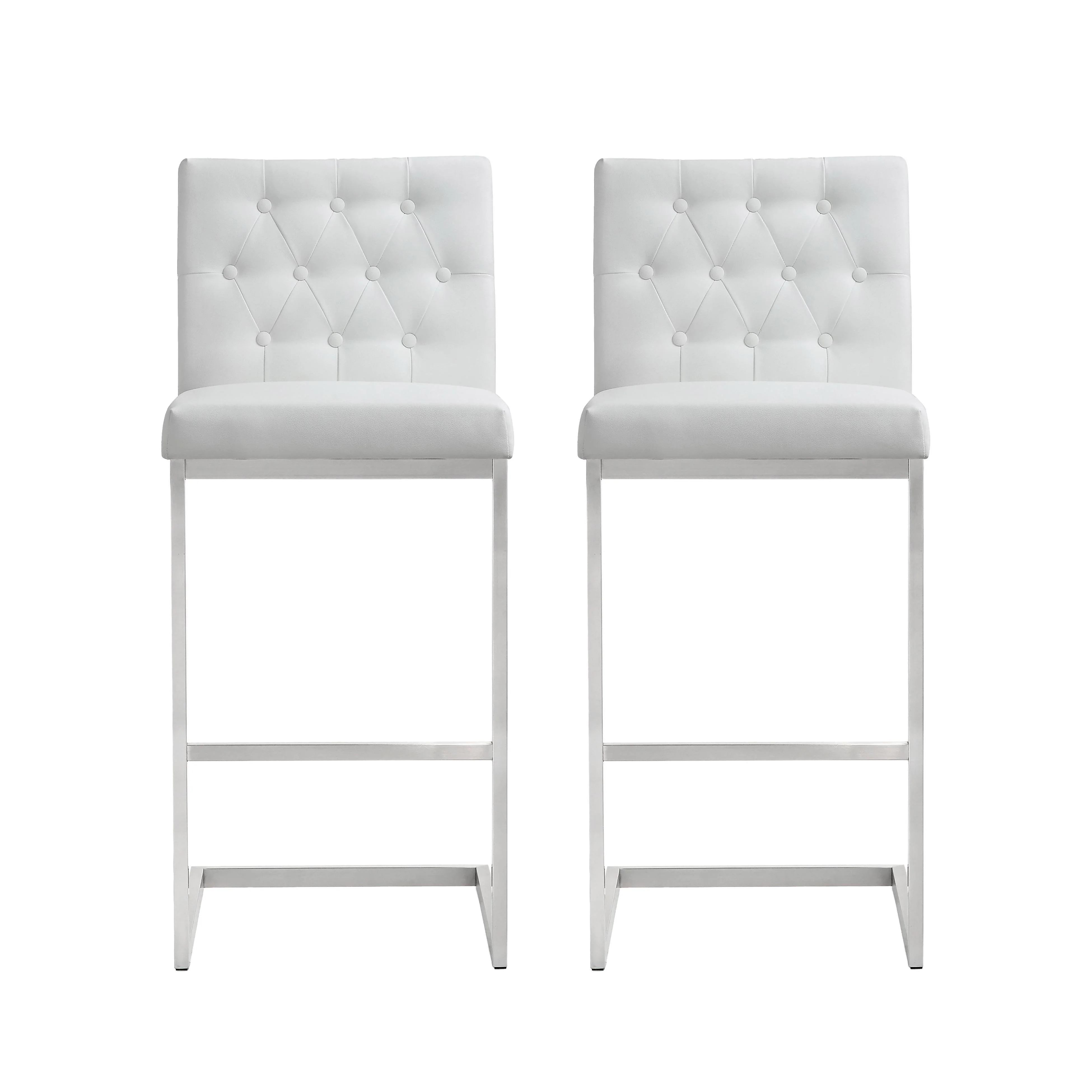 Helsinki White Stainless Steel Barstool - Set of 2 - Remutear