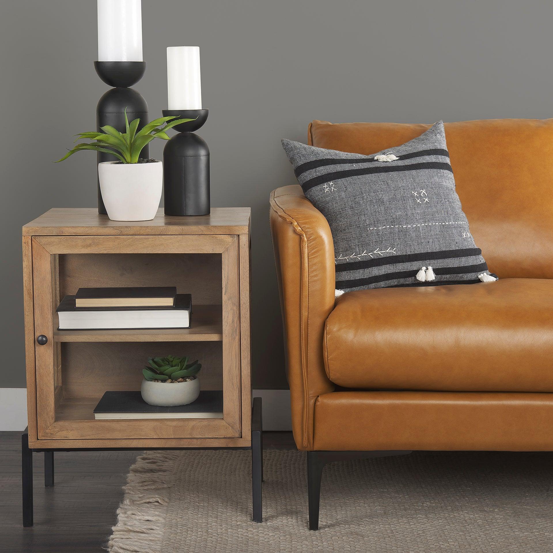 Lake Como 85.8L x 36.6W x 32.3H Tan Leather Three Seater Sofa - Remutear
