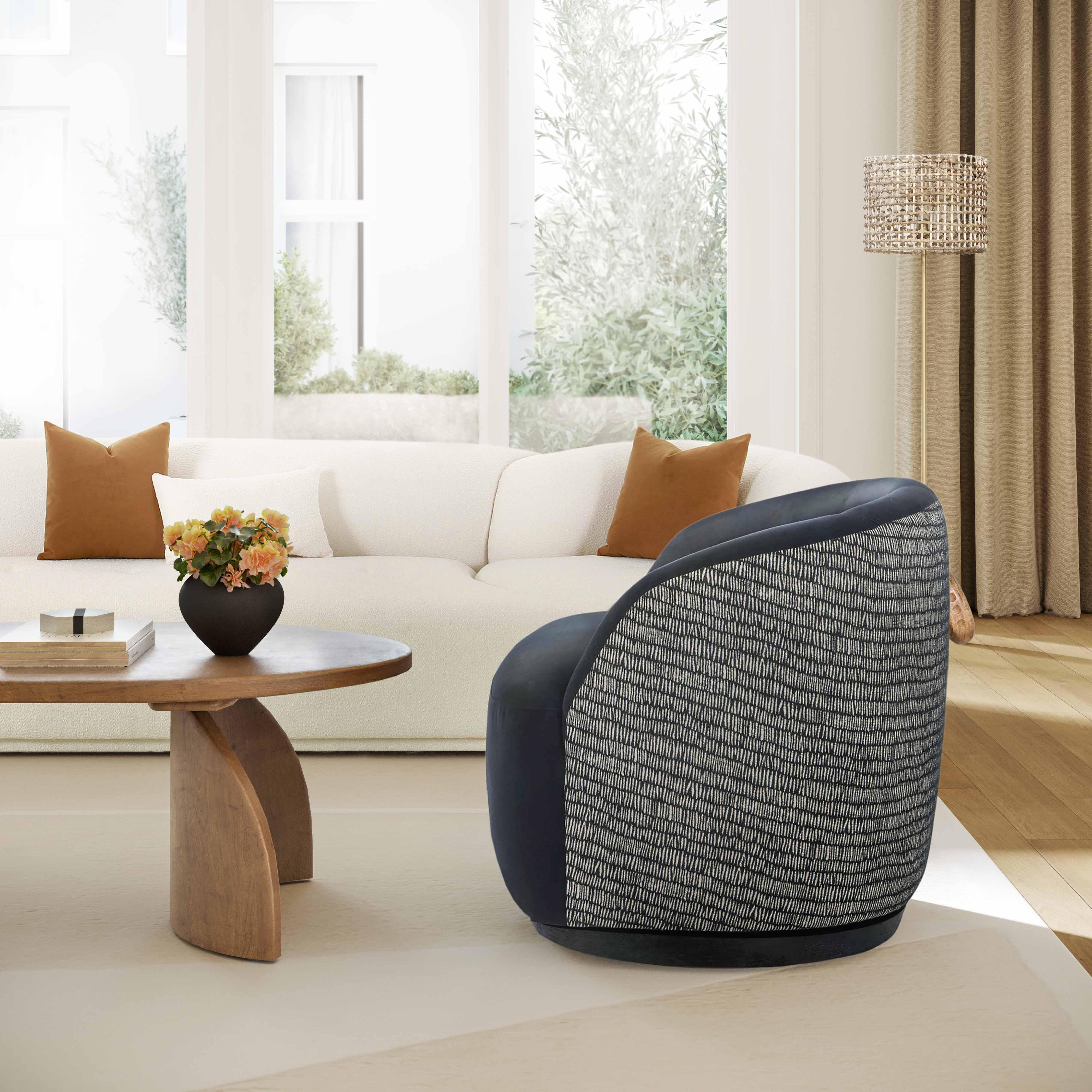 Reese Black Velvet Swivel Chair - Remutear
