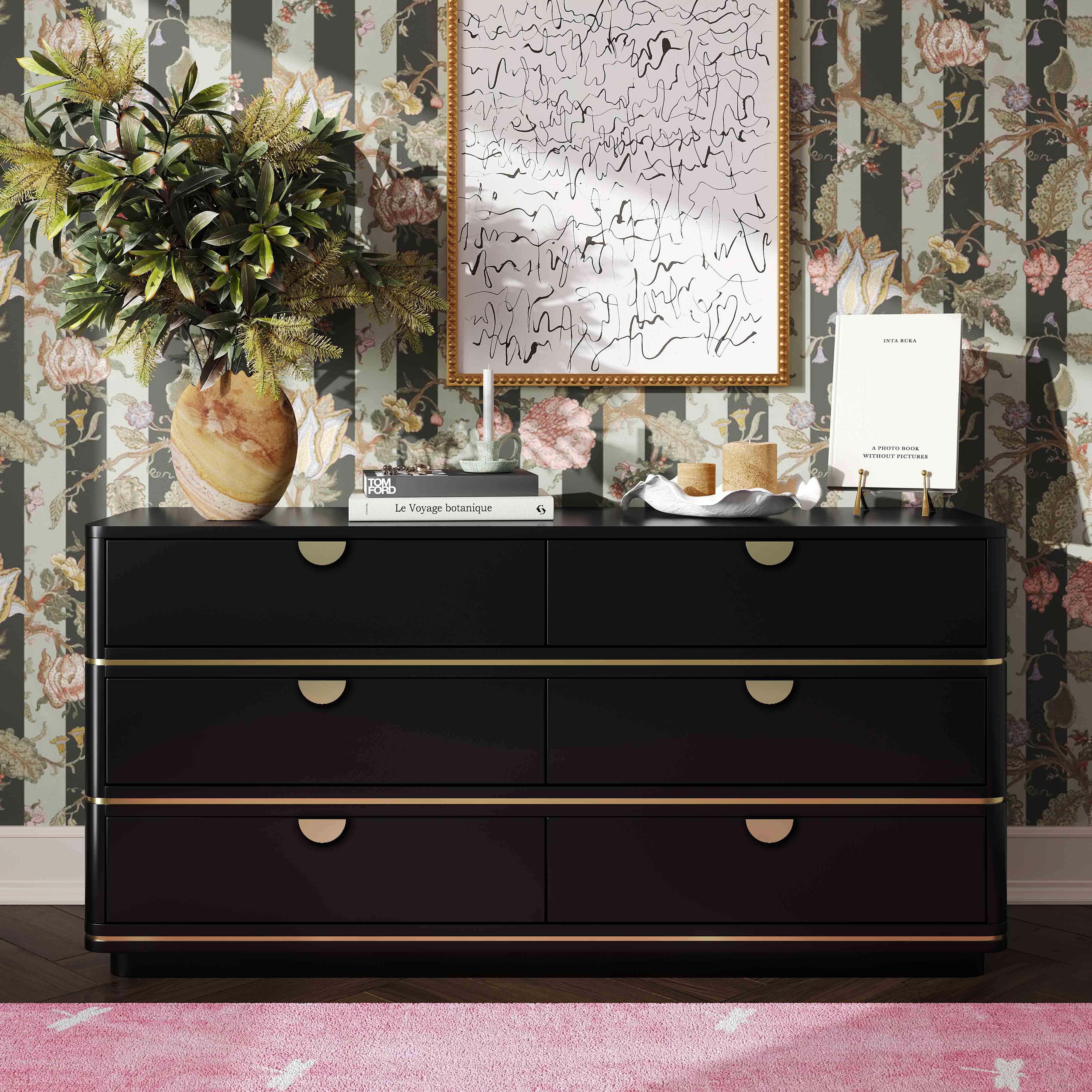Julieta Black 6 Drawer Dresser - Remutear