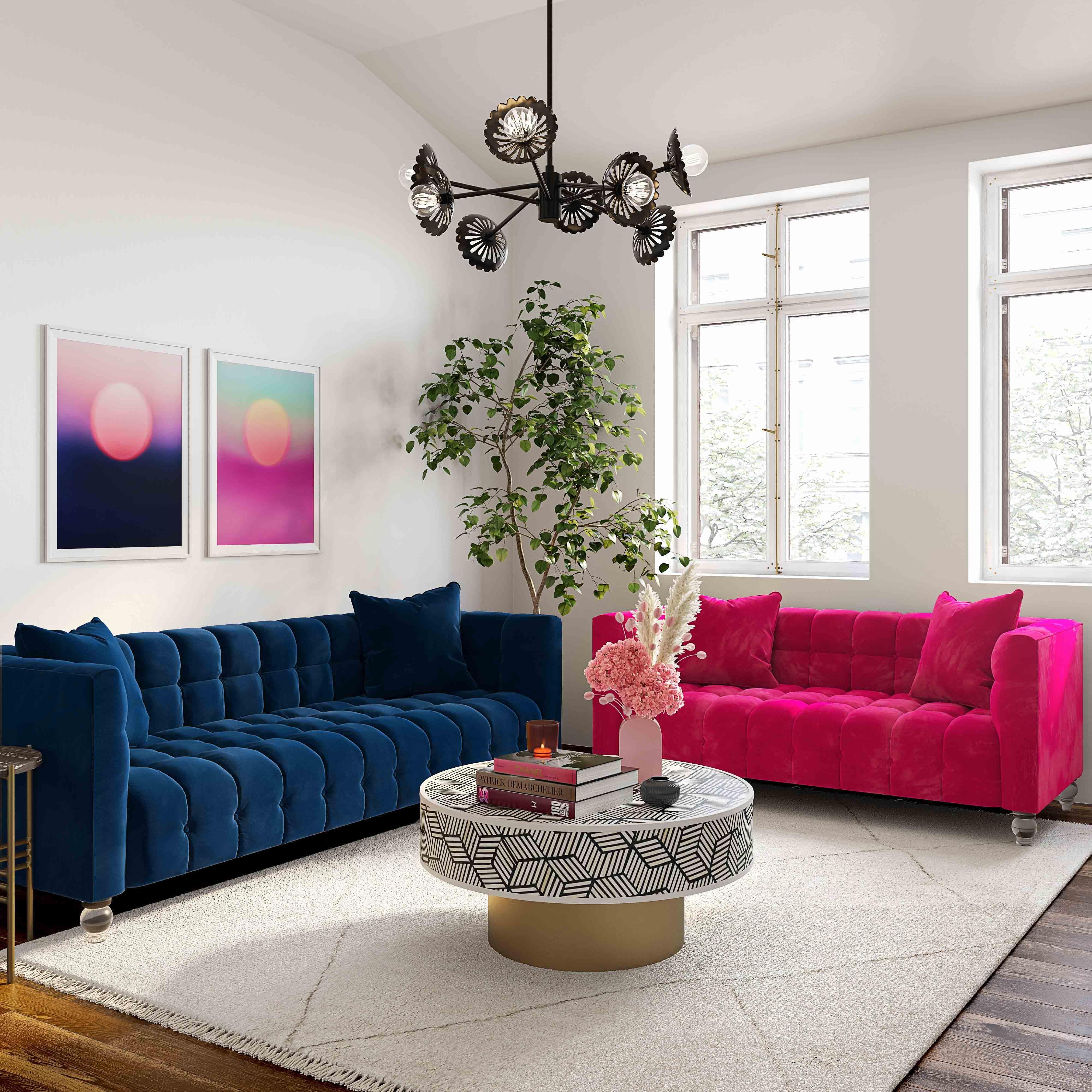 Bea Navy Velvet Sofa - Remutear