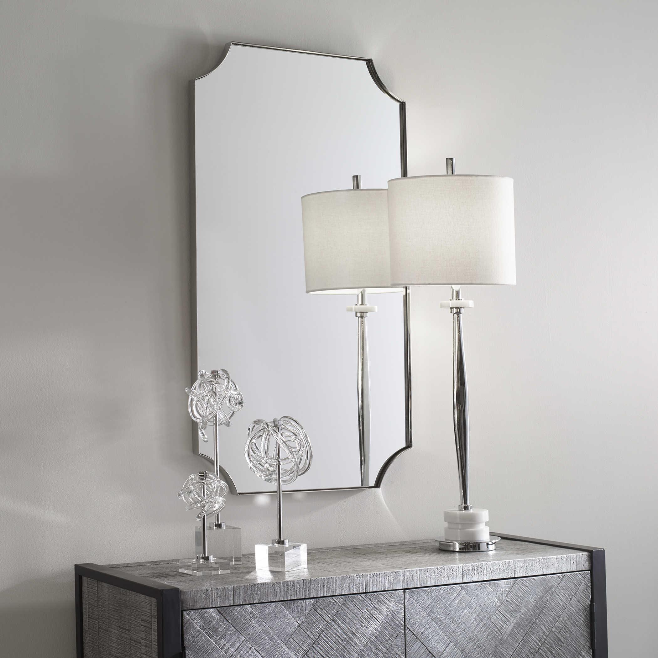 LENNOX NICKEL SCALLOPED CORNER MIRROR - Remutear