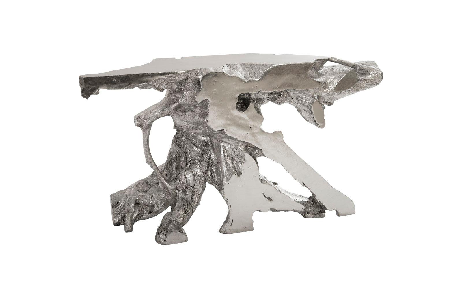 Sable Cast Root Console Table, Silver Leaf - Remutear